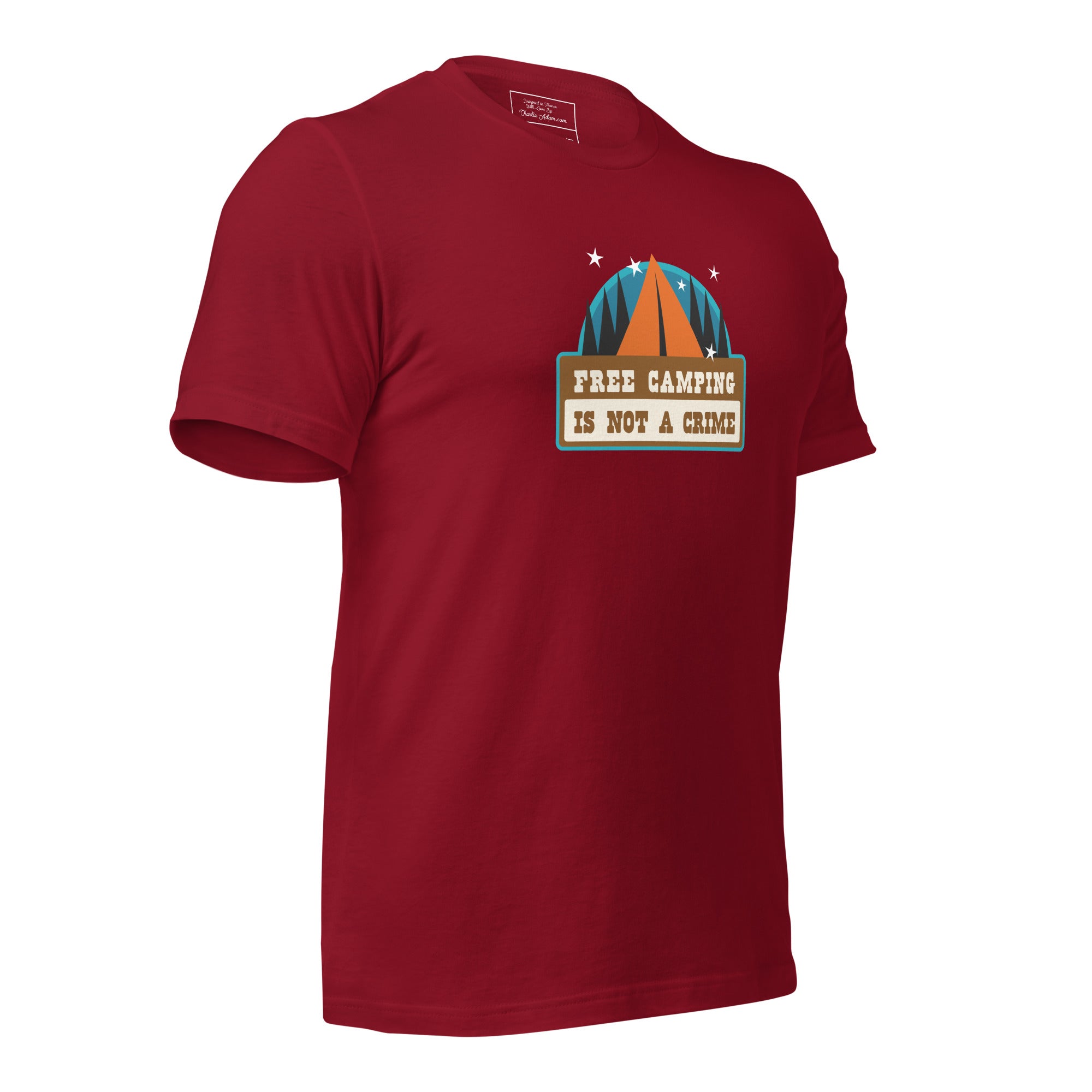 T-shirt en coton unisexe Free camping is not a crime sur couleurs foncées