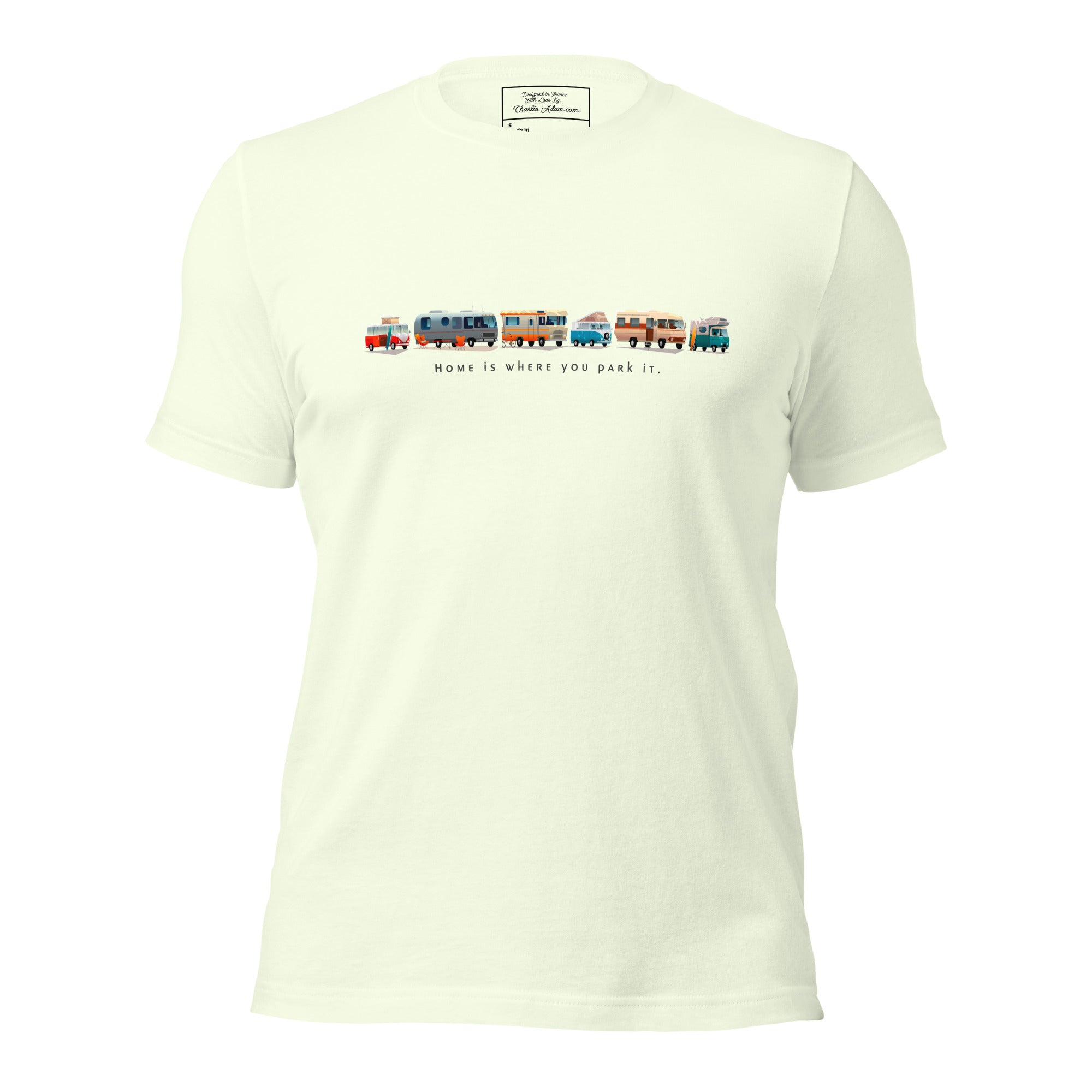 T-shirt en coton unisexe Vintage Campers: Home is where you park it sur couleurs claires