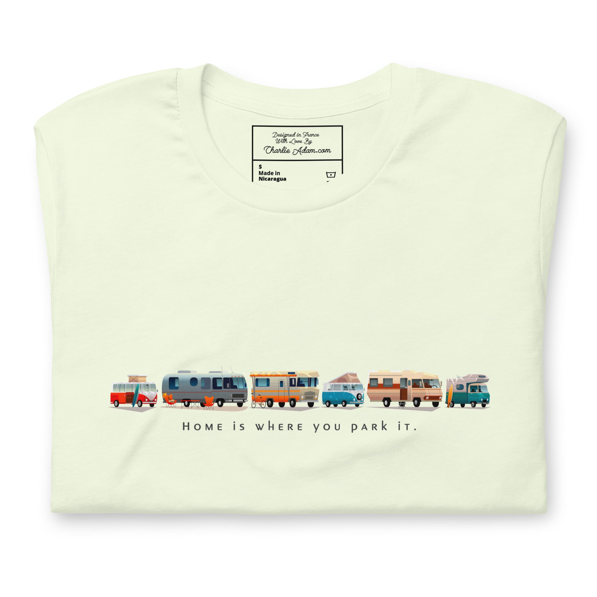 T-shirt en coton unisexe Vintage Campers: Home is where you park it sur couleurs claires