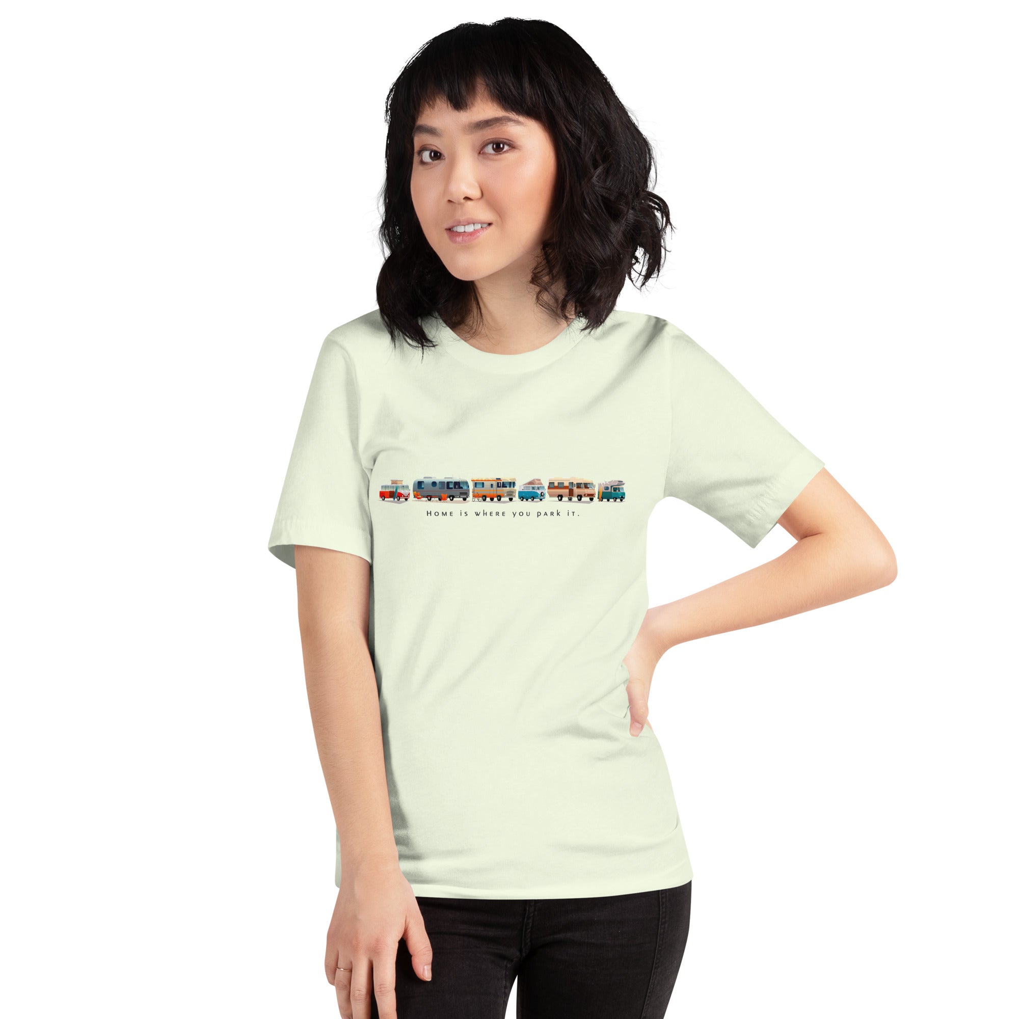 T-shirt en coton unisexe Vintage Campers: Home is where you park it sur couleurs claires