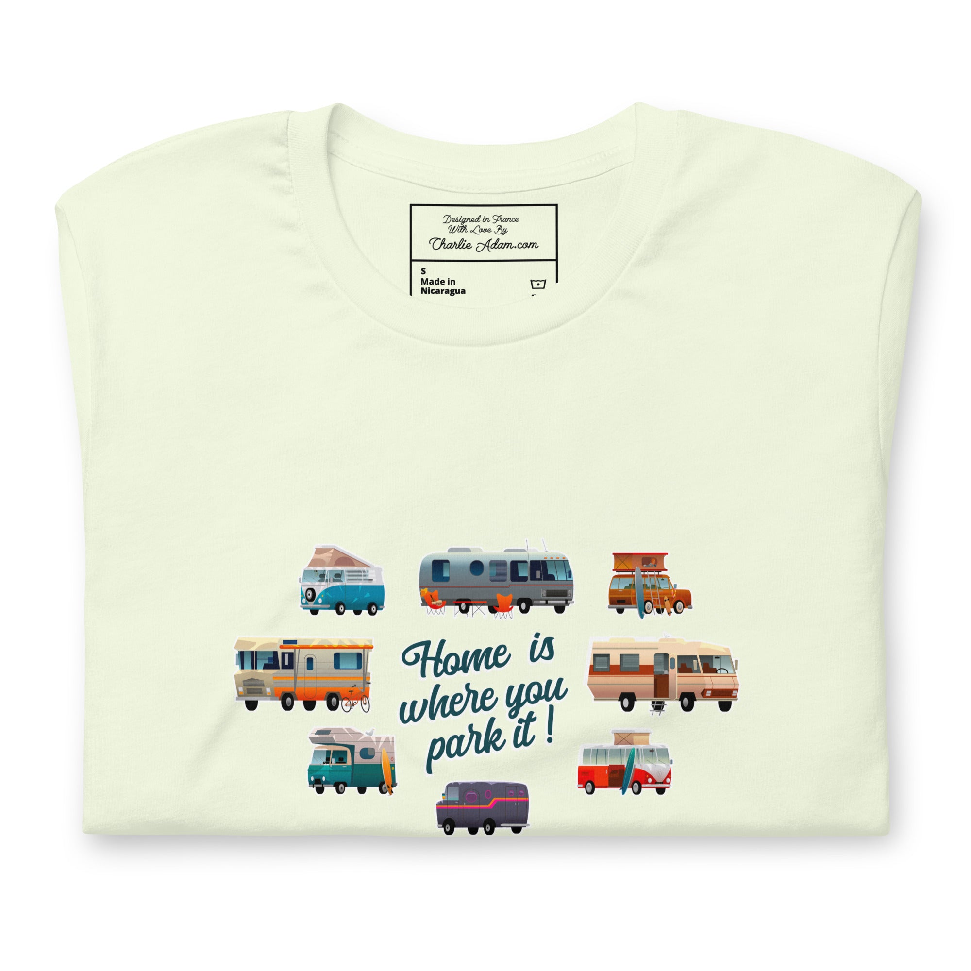 T-shirt en coton unisexe Square Vintage Campers sur couleurs claires