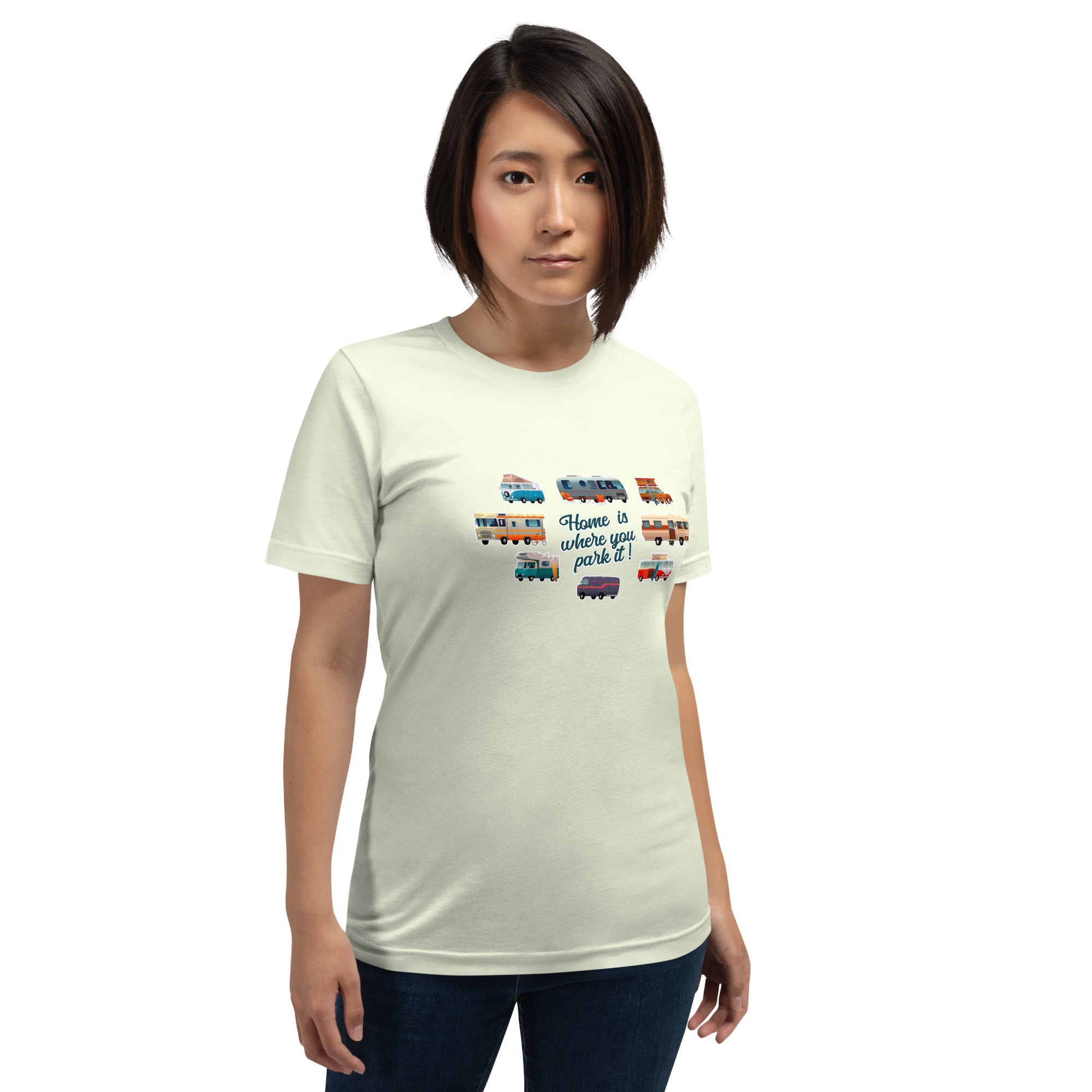 T-shirt en coton unisexe Square Vintage Campers sur couleurs claires