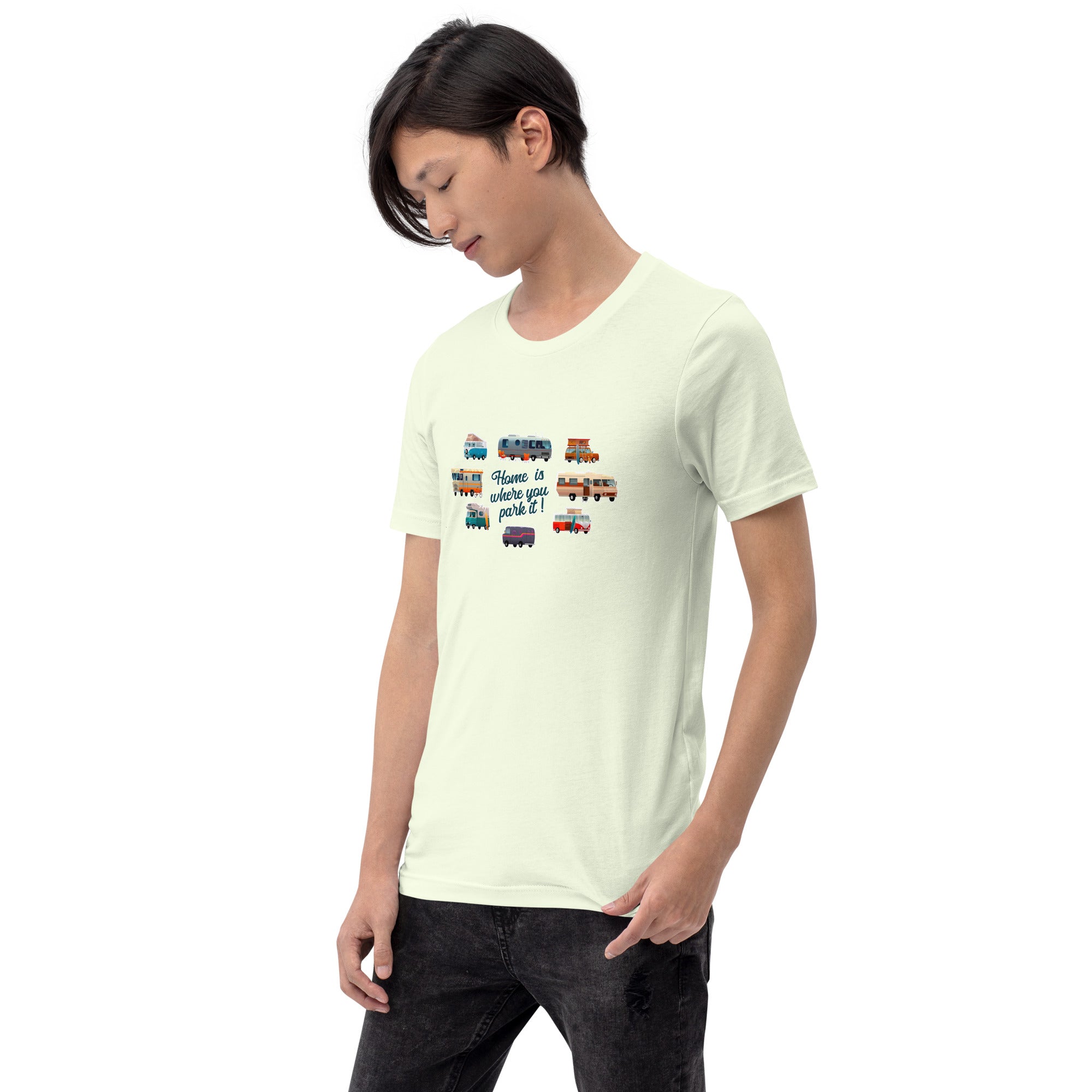 T-shirt en coton unisexe Square Vintage Campers sur couleurs claires