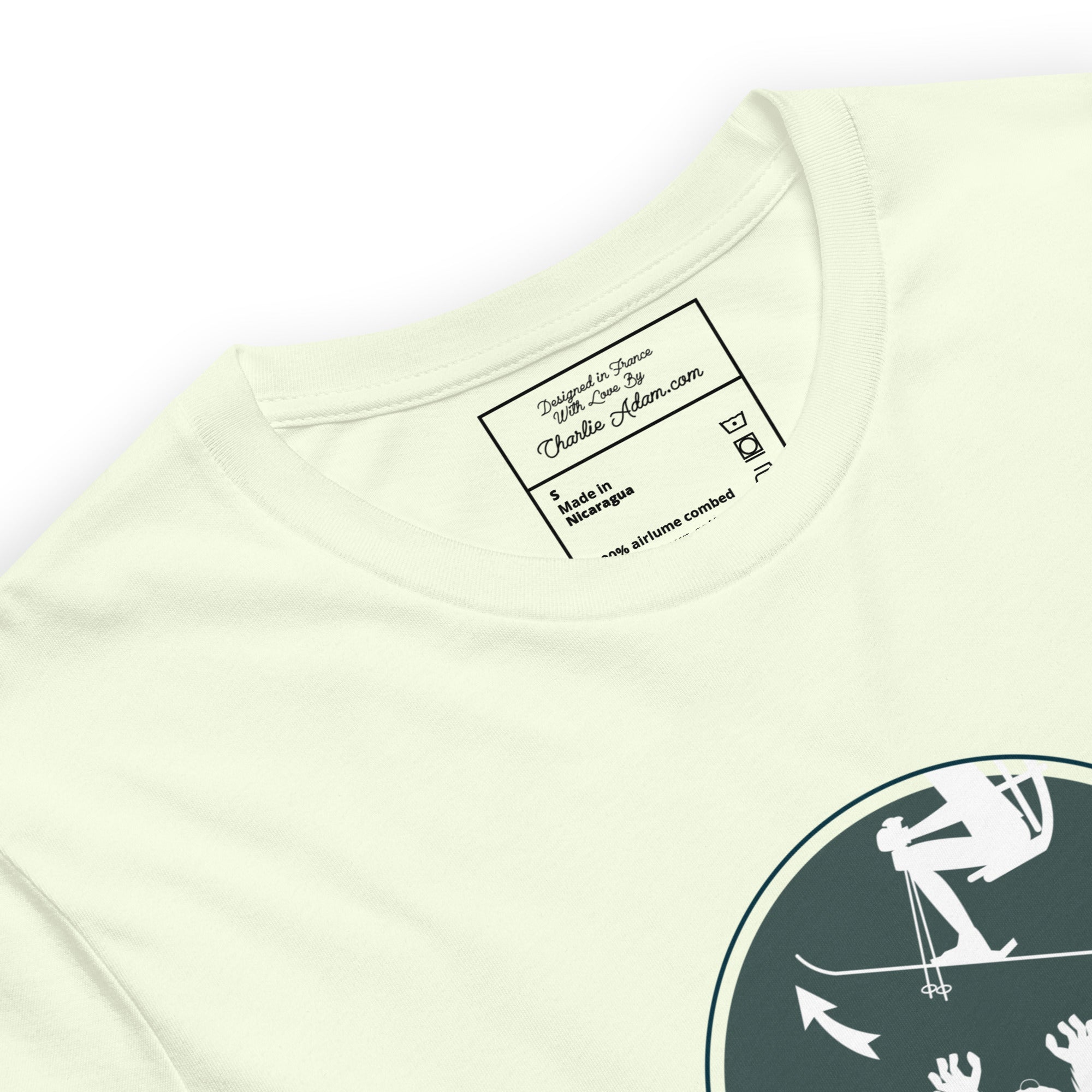 T-shirt en coton unisexe In case of Yeti, lift your ski tips sur couleurs claires