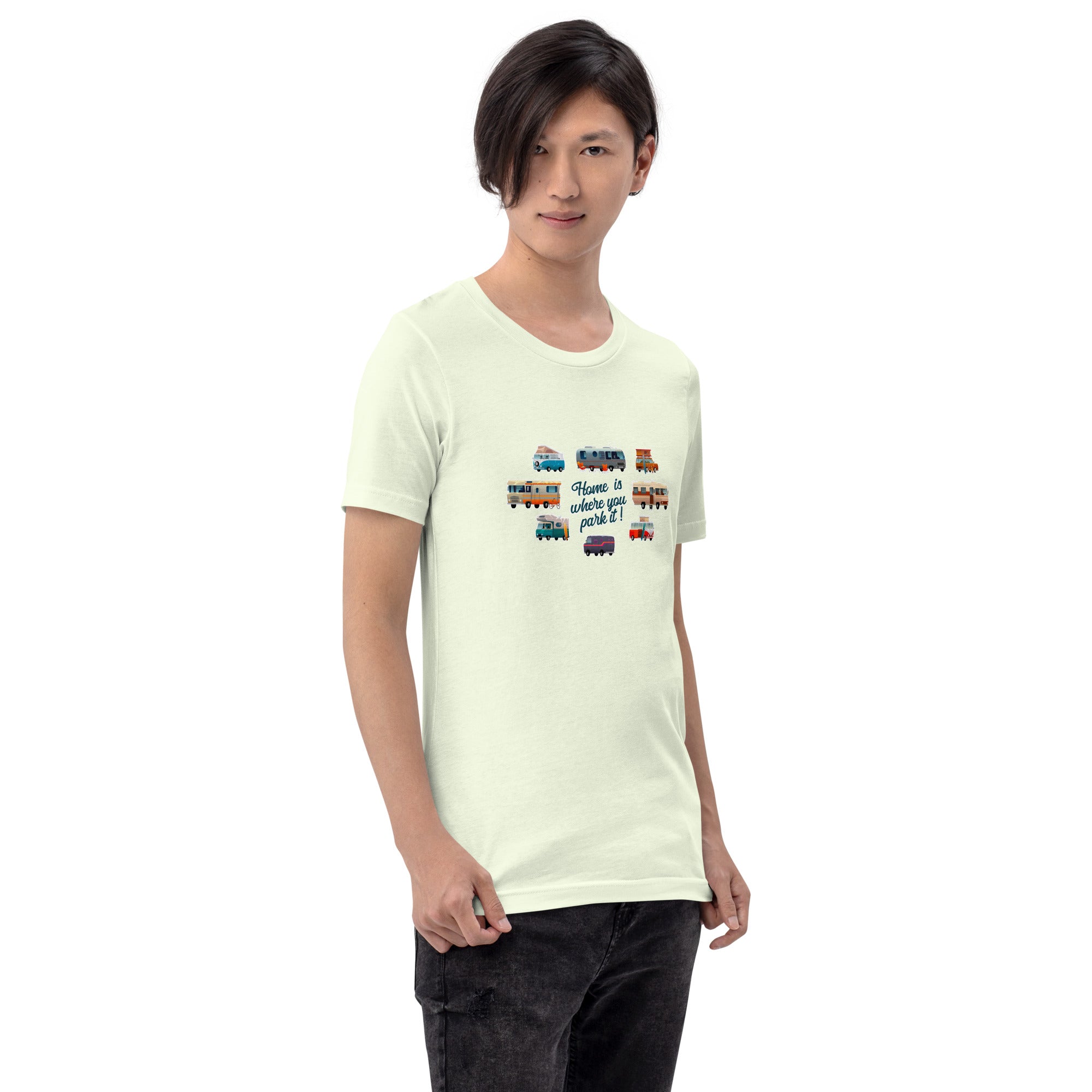 T-shirt en coton unisexe Square Vintage Campers sur couleurs claires