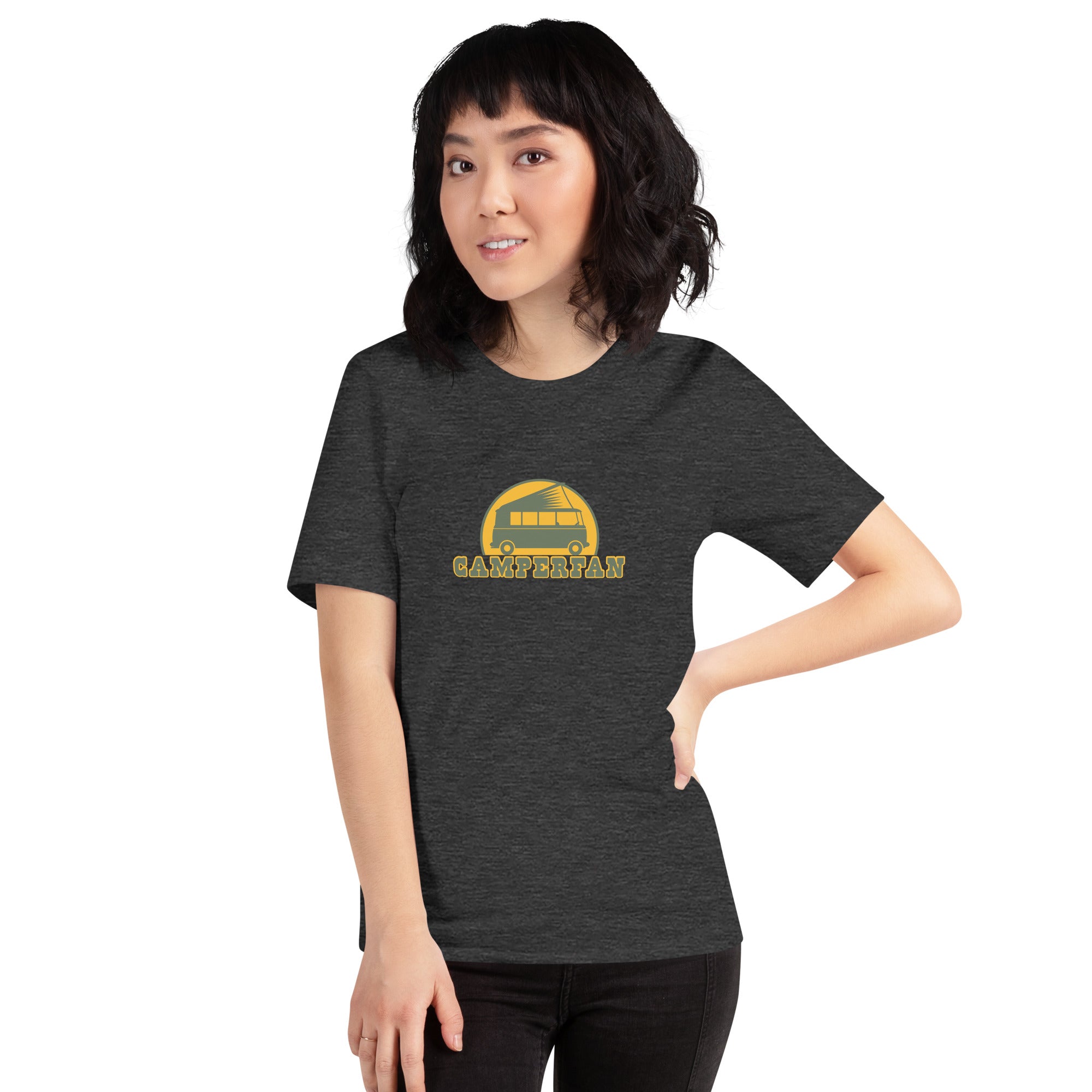 Unisex t-shirt Camperfan on dark heather colors