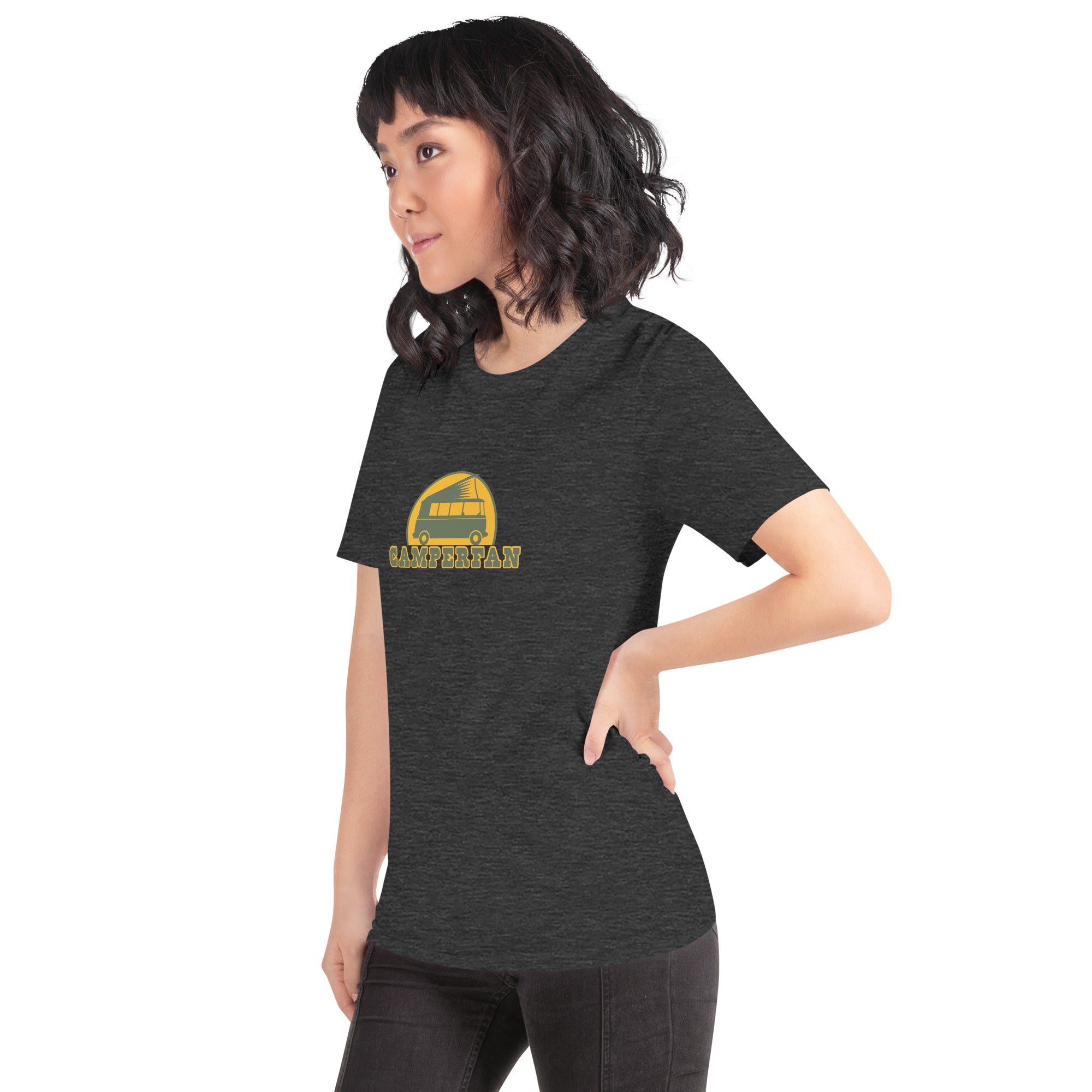 Unisex t-shirt Camperfan on dark heather colors