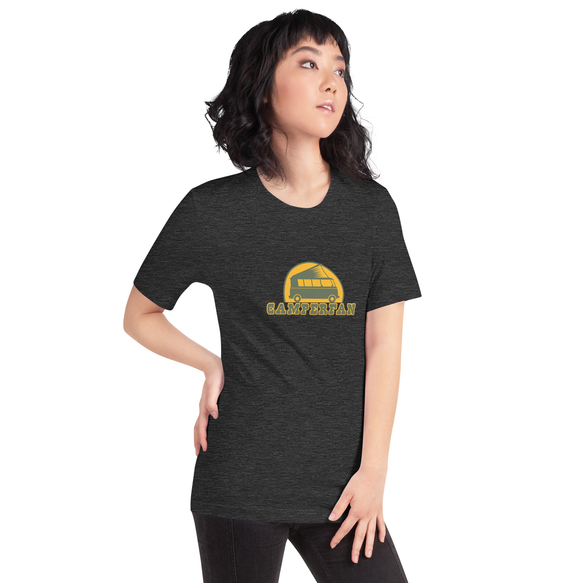 Unisex t-shirt Camperfan on dark heather colors