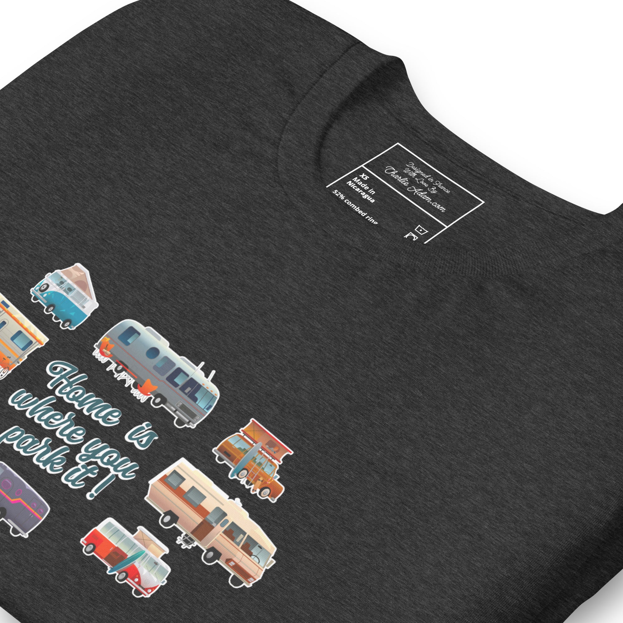 T-shirt en coton unisexe Square Vintage Campers sur couleurs chinées foncées