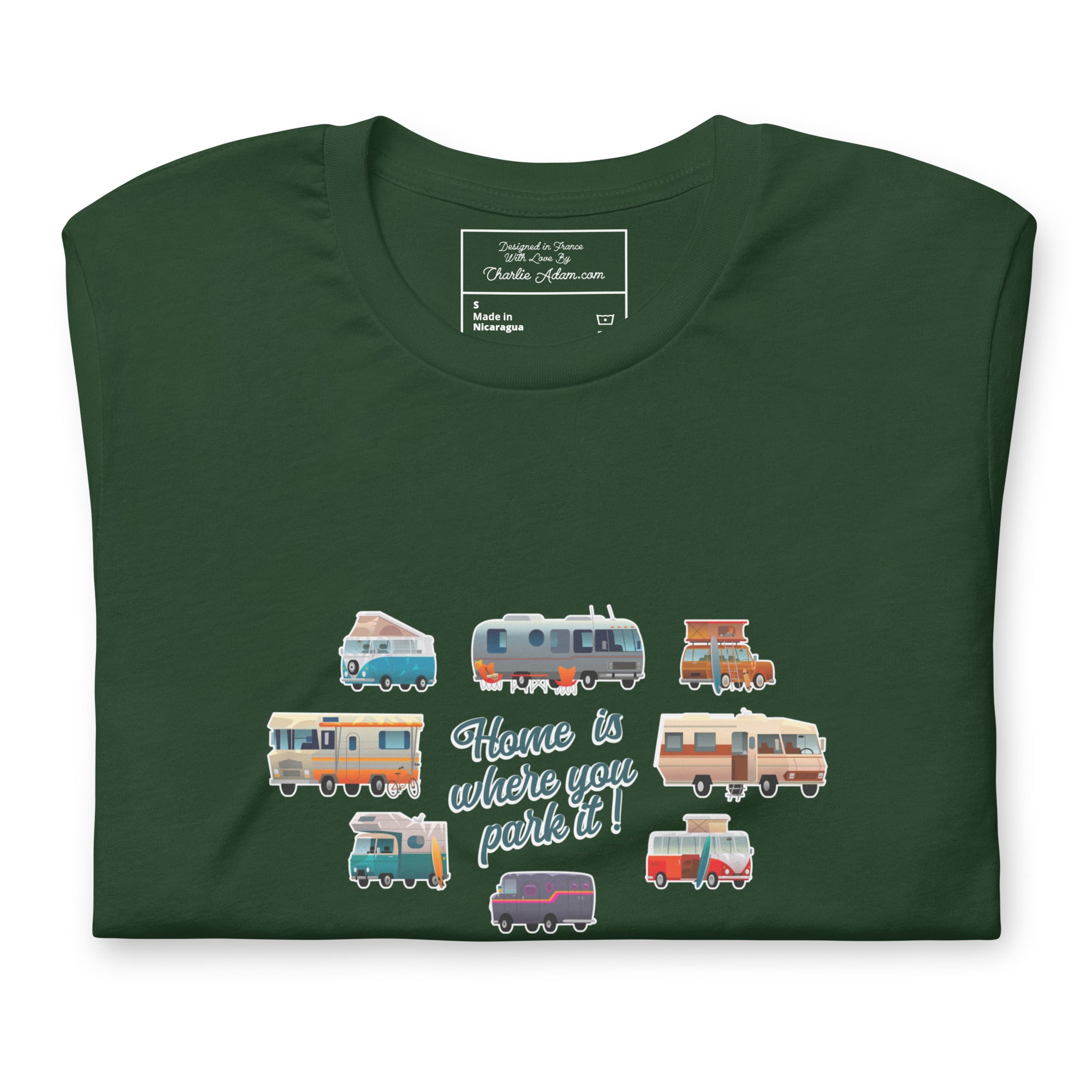 T-shirt en coton unisexe Square Vintage Campers sur couleurs foncées