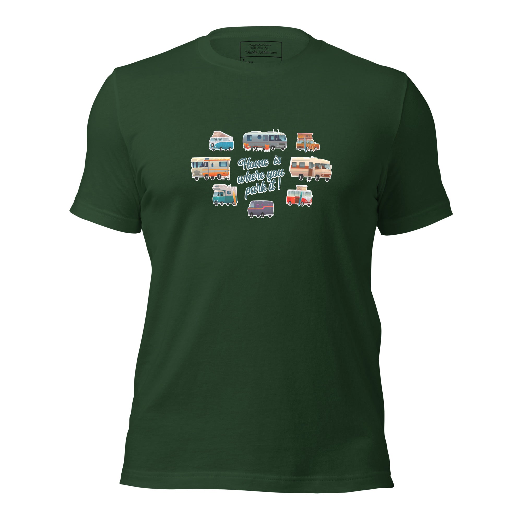 Unisex t-shirt Square Vintage Campers on greens