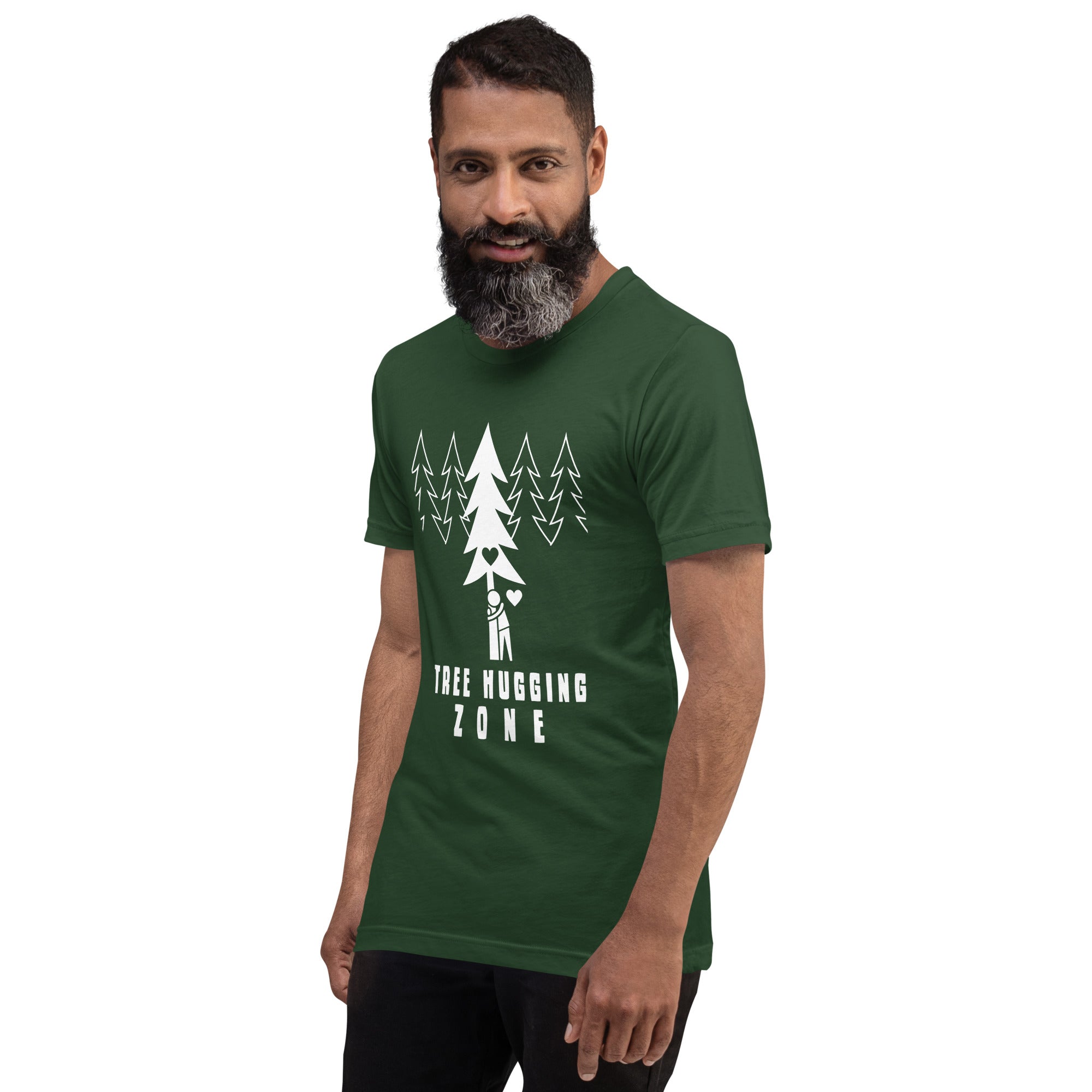 T-shirt en coton unisexe Tree hugging zone sur couleurs foncées