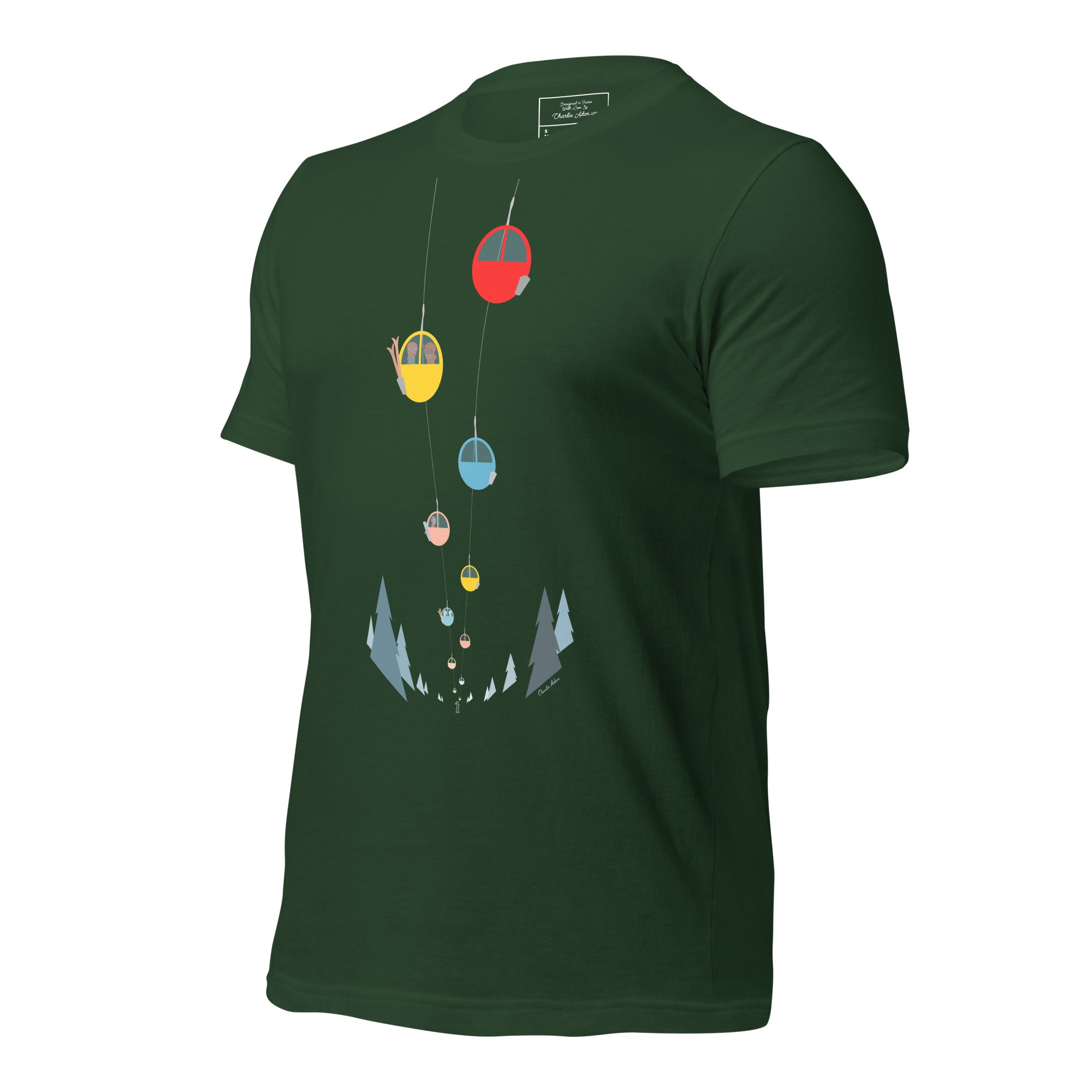 T-shirt en coton unisexe Gondolas in the mist sur couleurs foncées