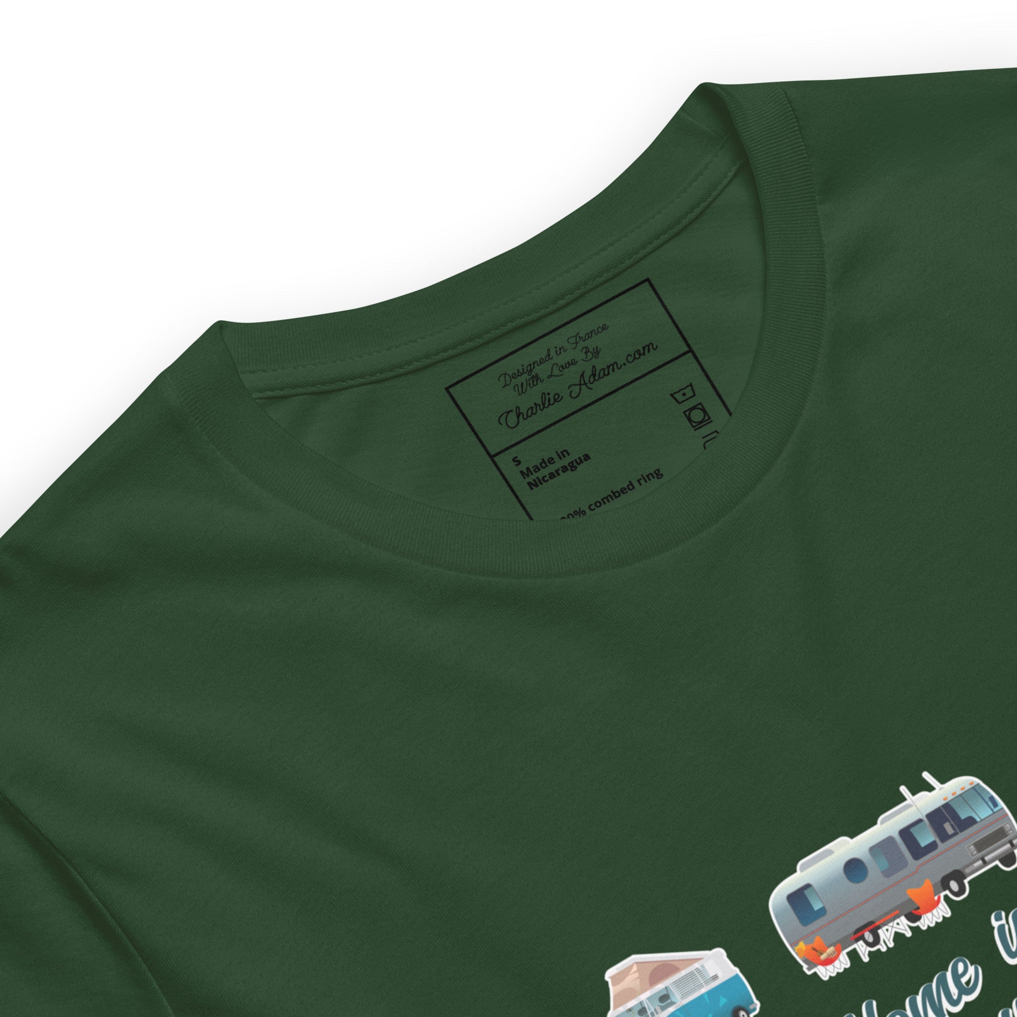 T-shirt en coton unisexe Square Vintage Campers sur verts