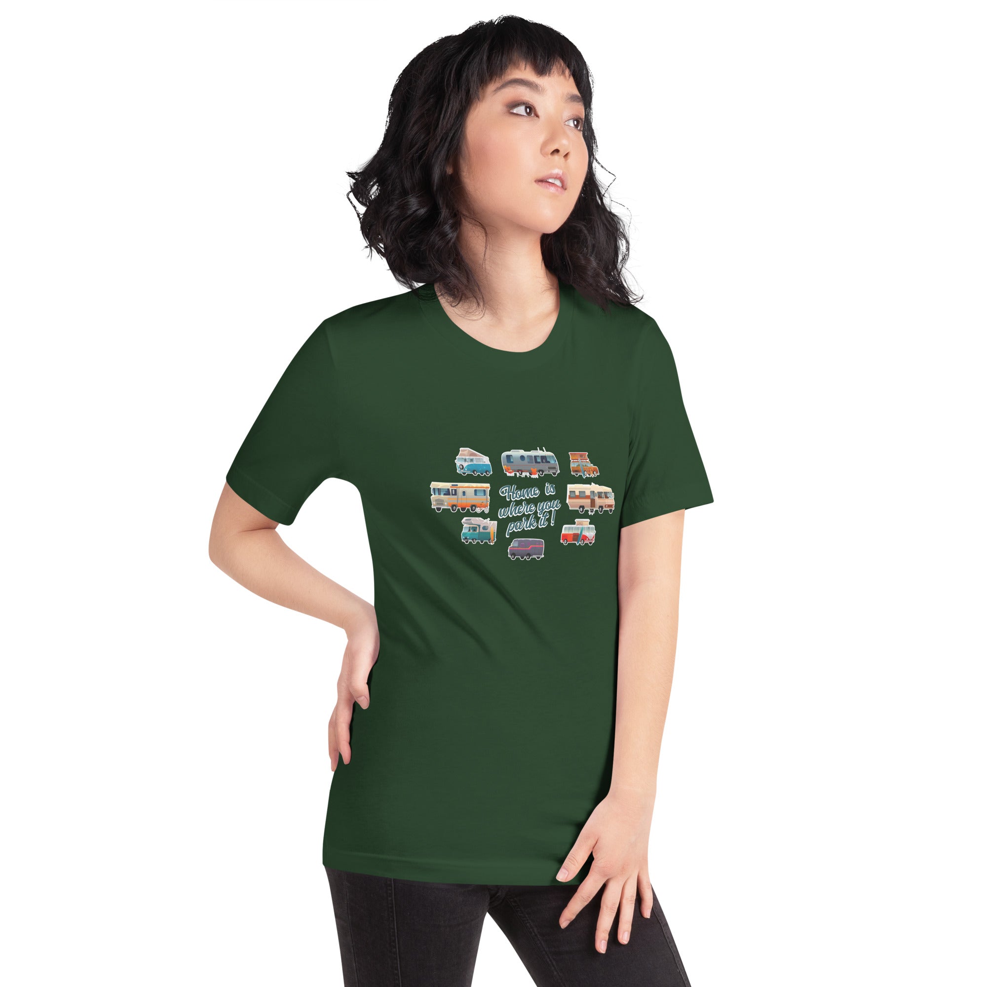 Unisex t-shirt Square Vintage Campers on greens