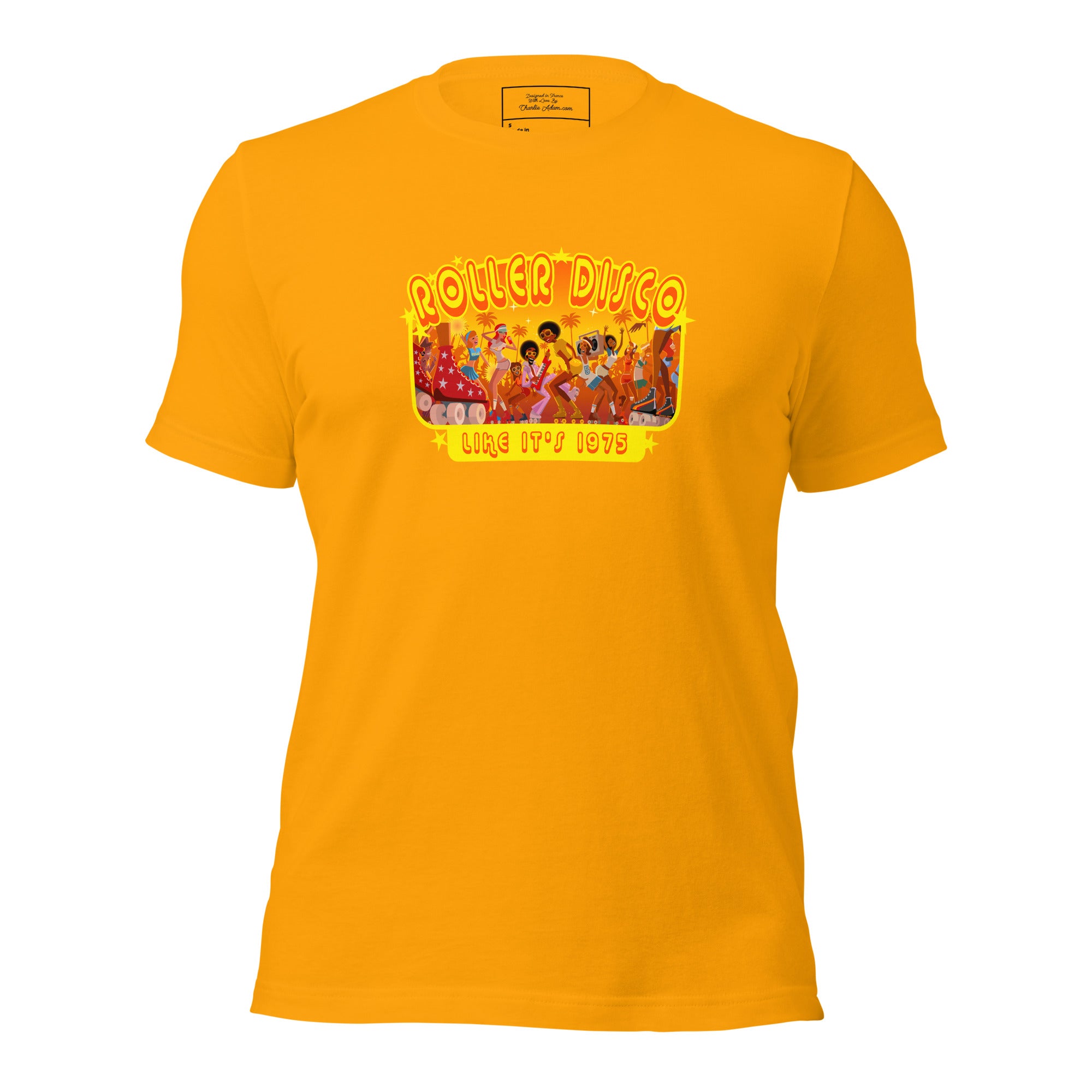 Unisex t-shirt Roller Disco 1975 on bright colors