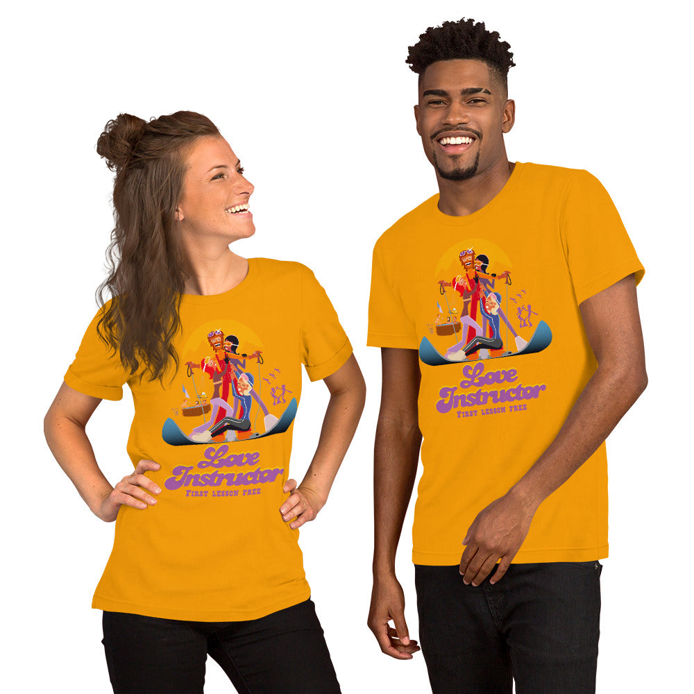 Unisex t-shirt Love instructor First lesson free on bright colors