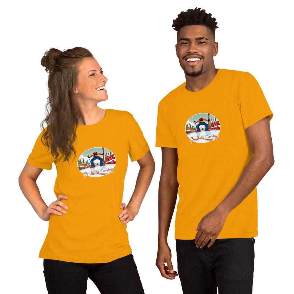 Unisex cotton t-shirt Ski Fight at OK Corral on bright colors