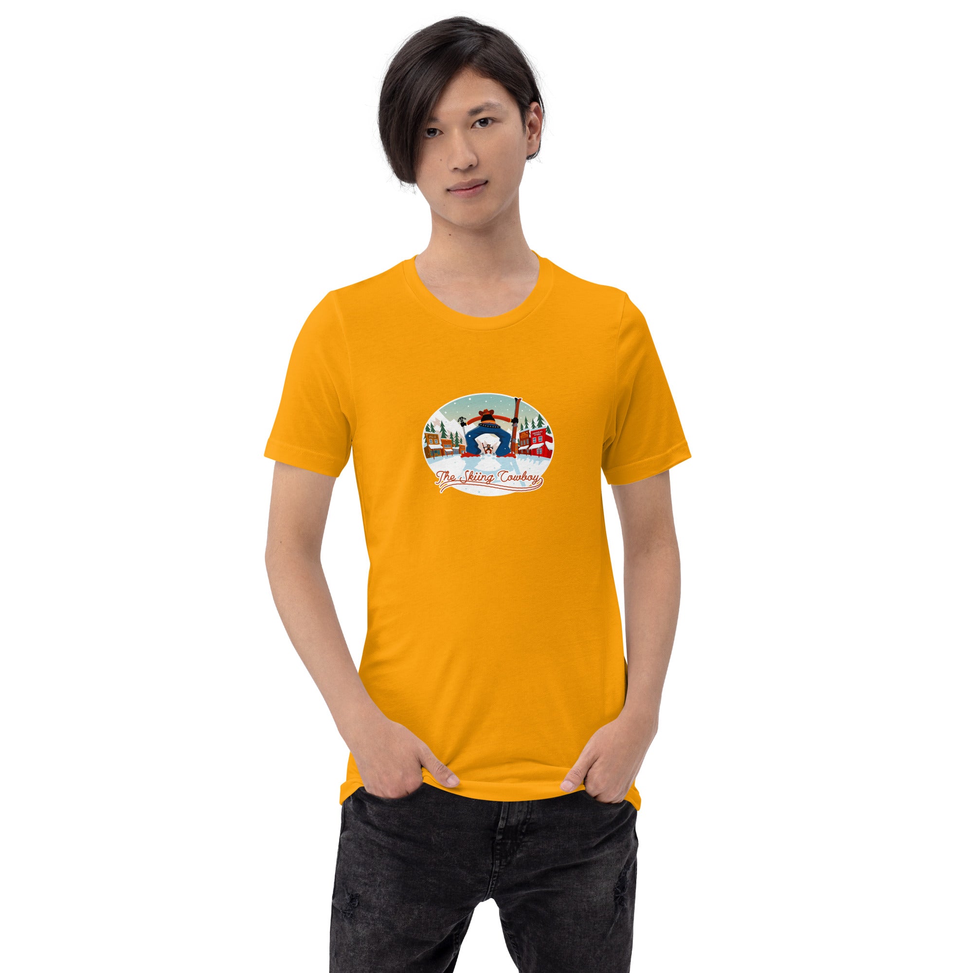 Unisex cotton t-shirt Ski Fight at OK Corral on bright colors