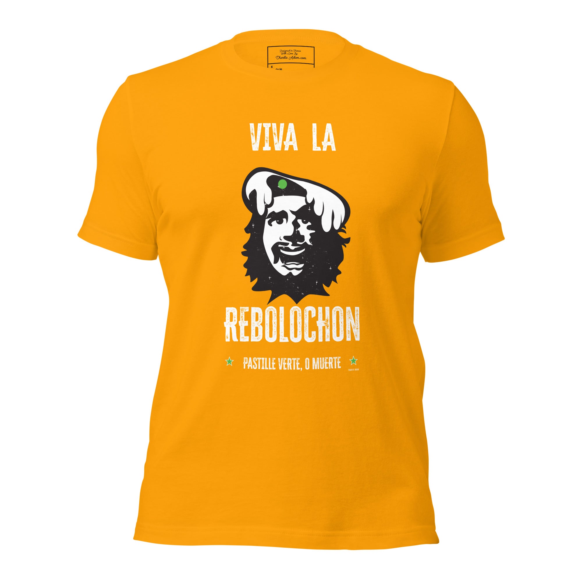 Unisex cotton t-shirt Viva la Rebolochon on bright colors