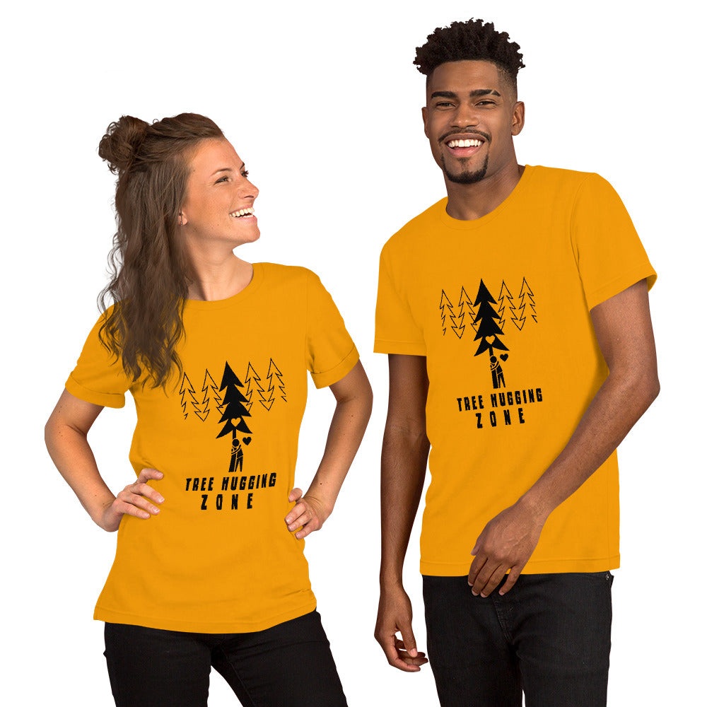 Unisex cotton t-shirt Tree hugging zone on bright colors