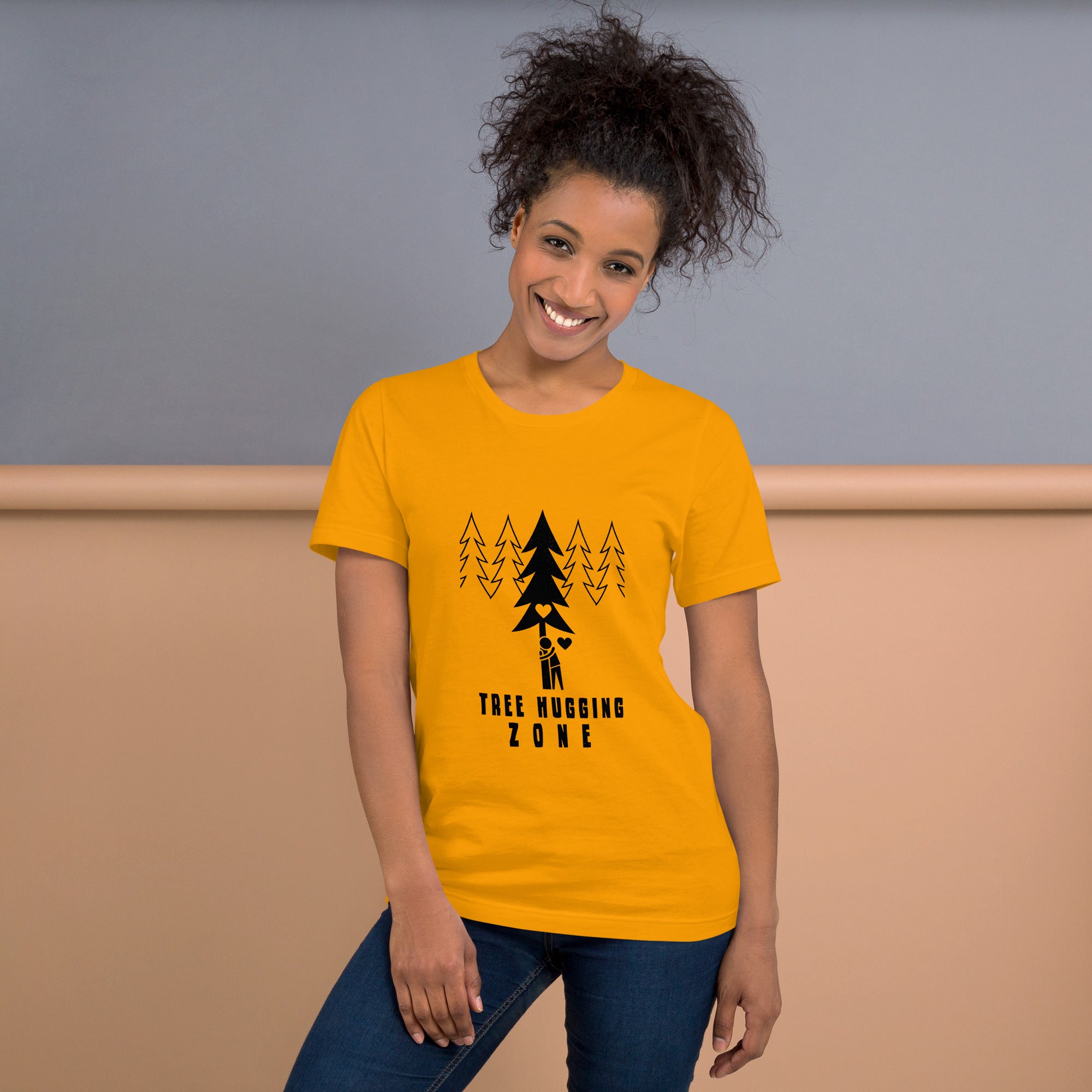 T-shirt en coton unisexe Tree hugging zone sur couleurs vives