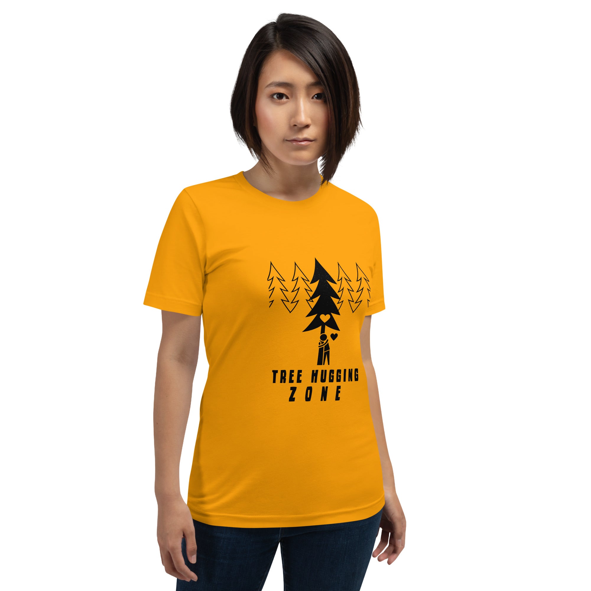 Unisex cotton t-shirt Tree hugging zone on bright colors