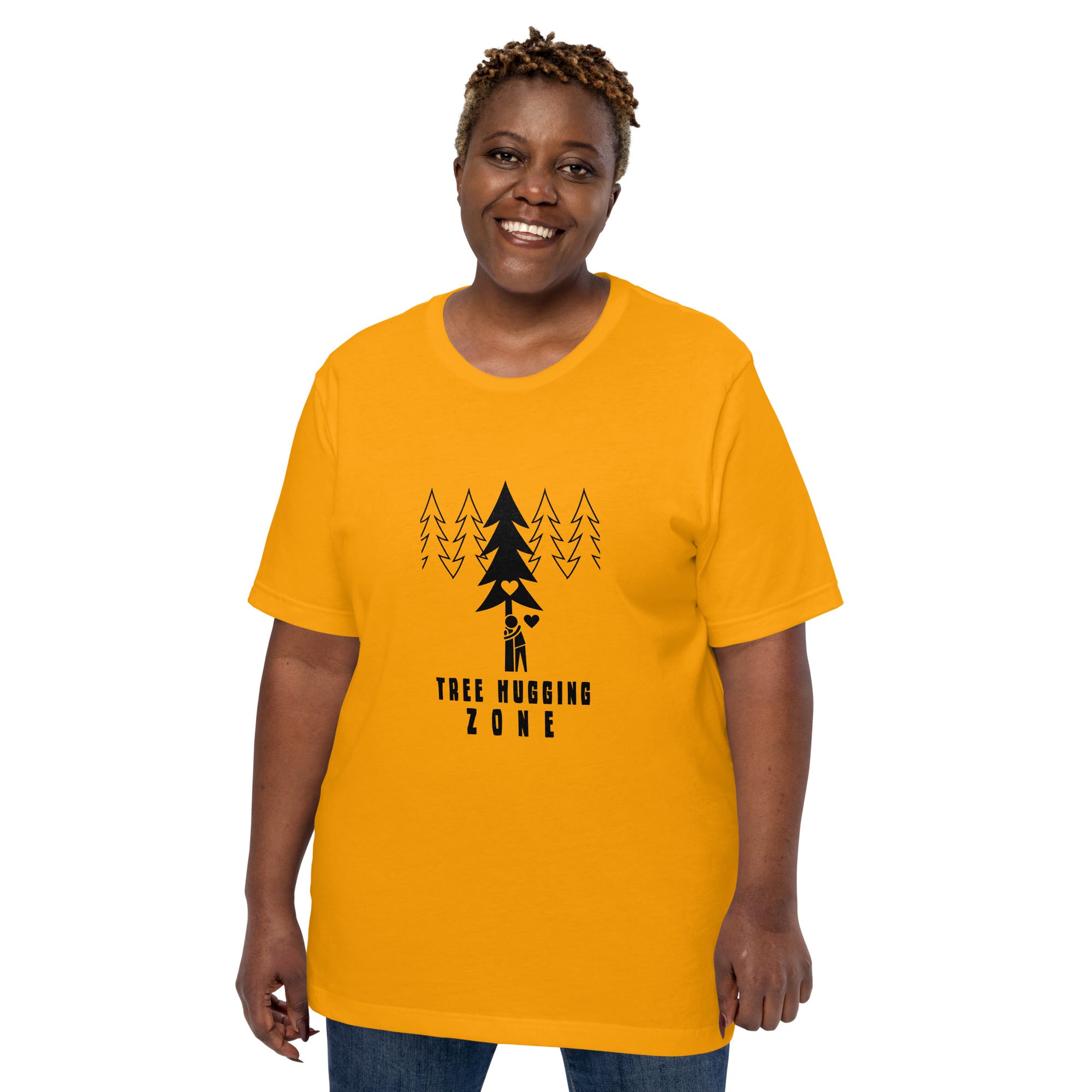 Unisex cotton t-shirt Tree hugging zone on bright colors