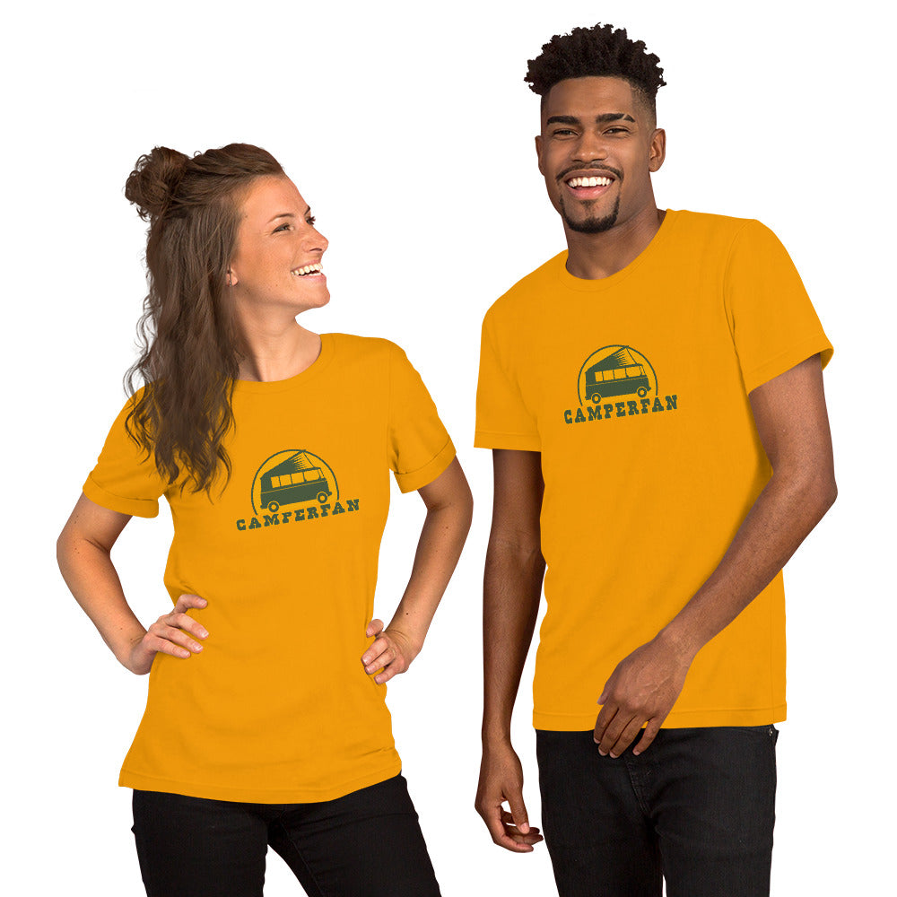 Unisex cotton t-shirt Camperfan on bright colors