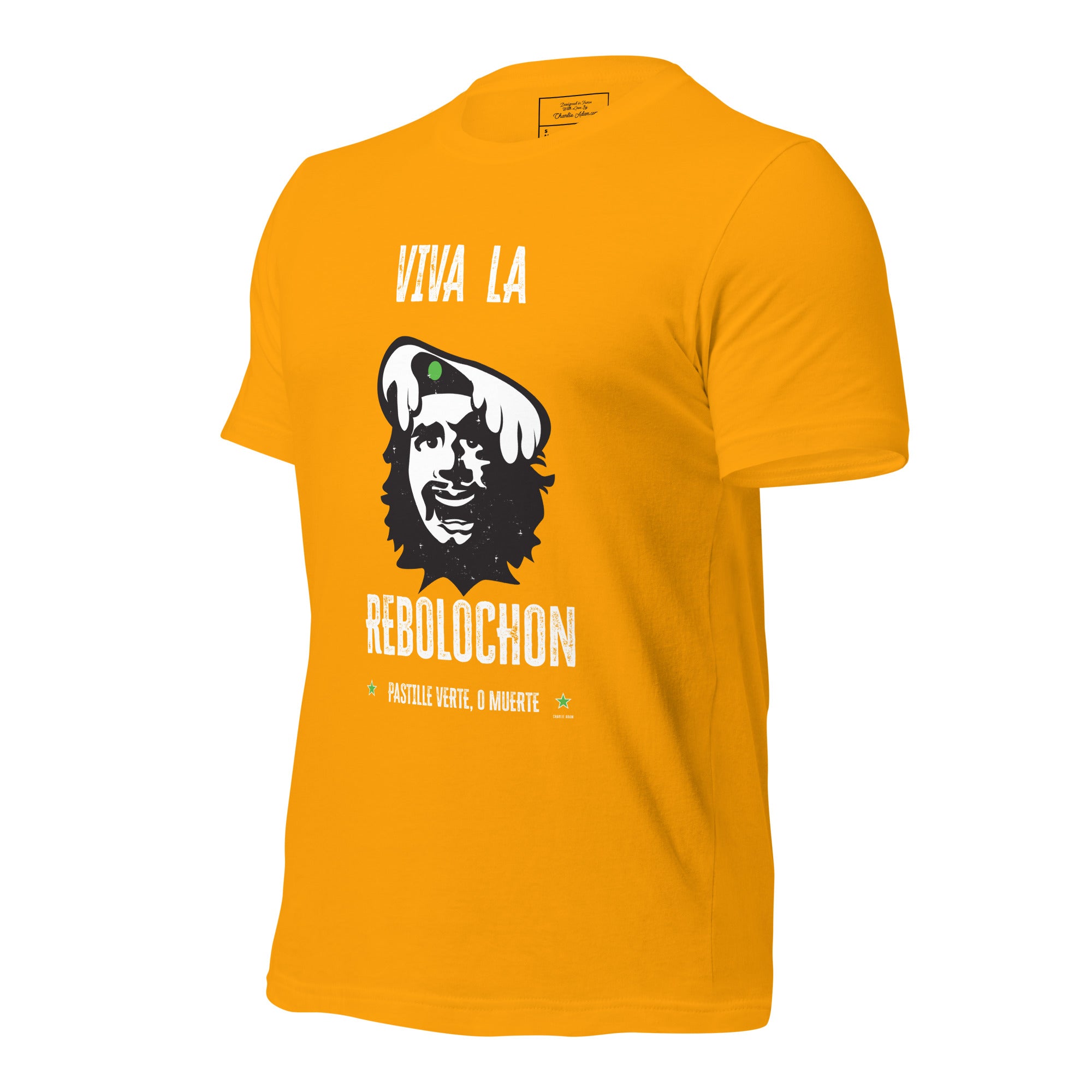 Unisex cotton t-shirt Viva la Rebolochon on bright colors