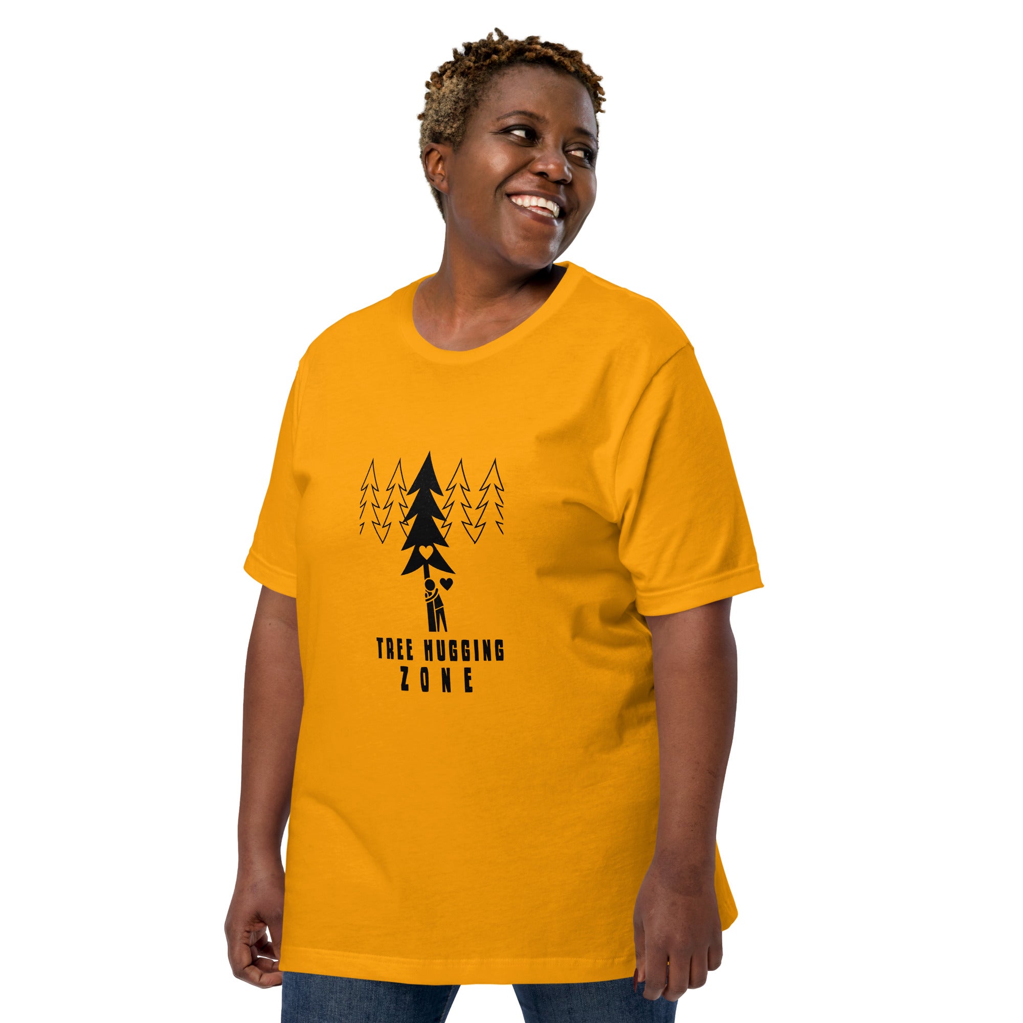 Unisex cotton t-shirt Tree hugging zone on bright colors