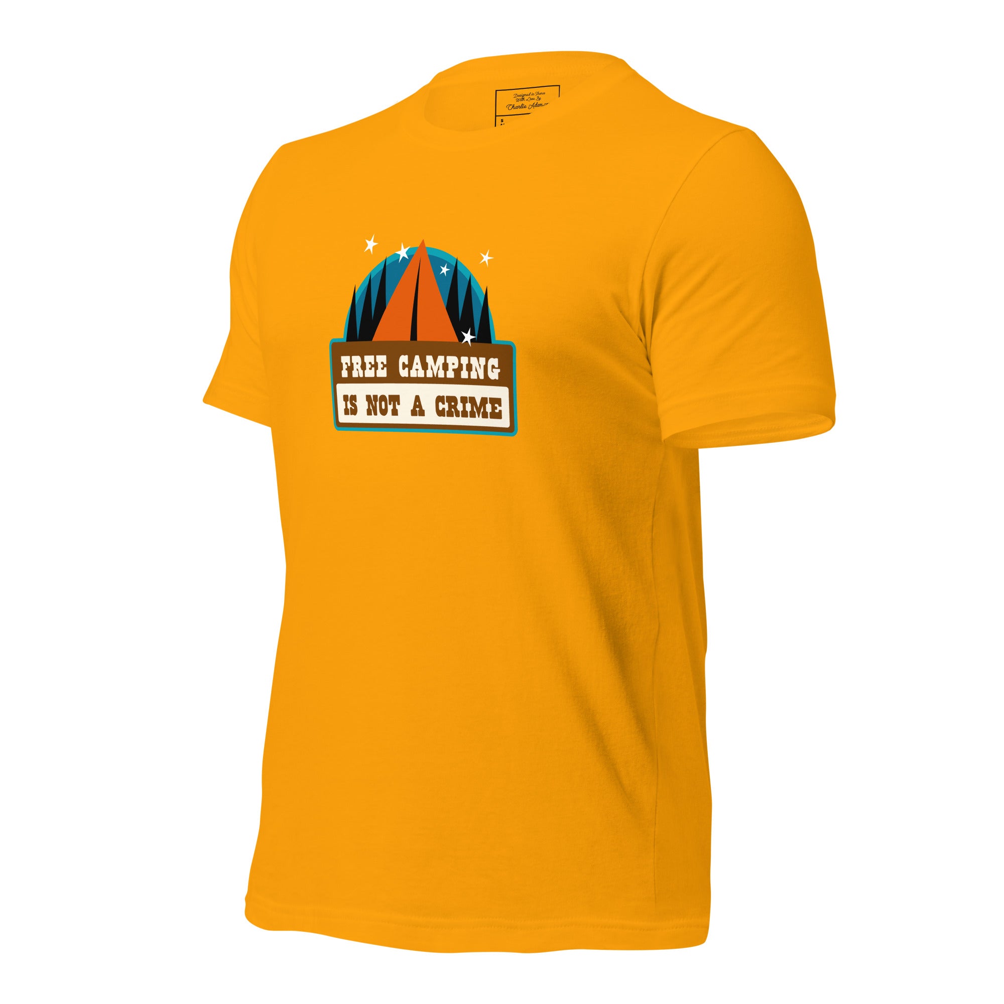 Unisex cotton t-shirt Free Camping is not a Crime on bright colors