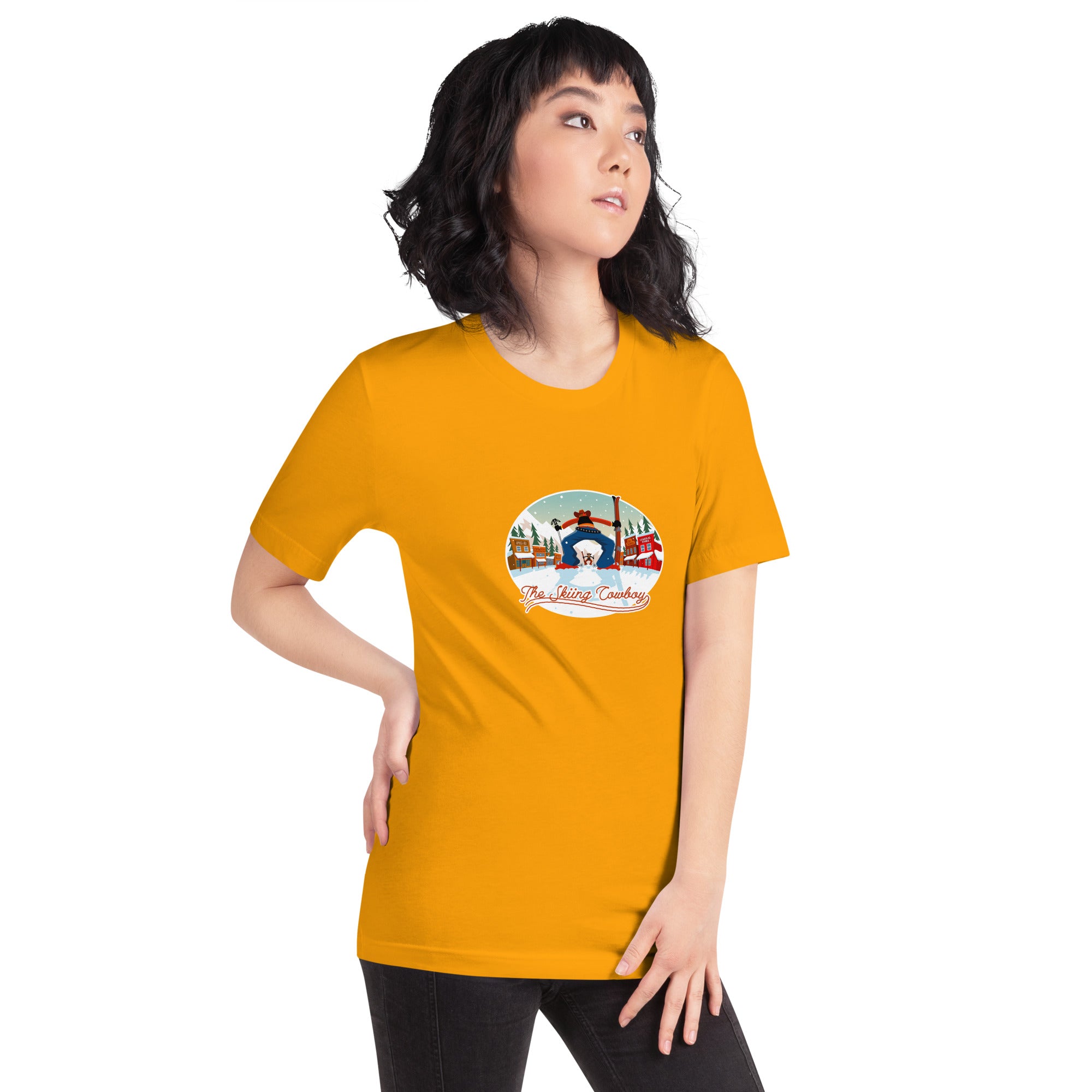 Unisex cotton t-shirt Ski Fight at OK Corral on bright colors