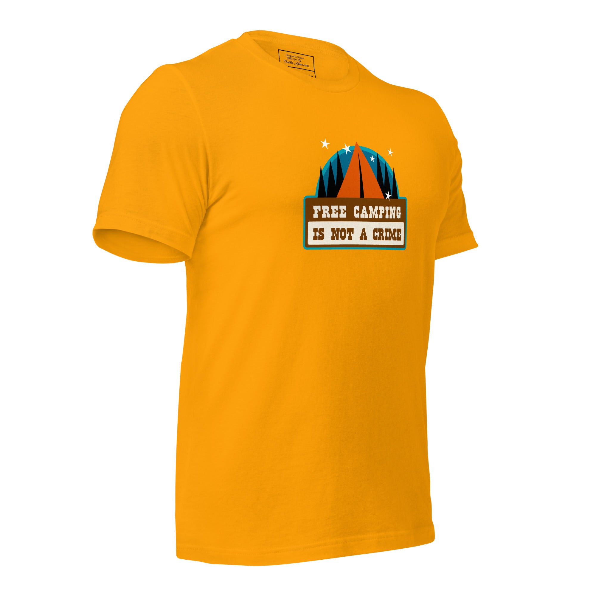 Unisex cotton t-shirt Free Camping is not a Crime on bright colors