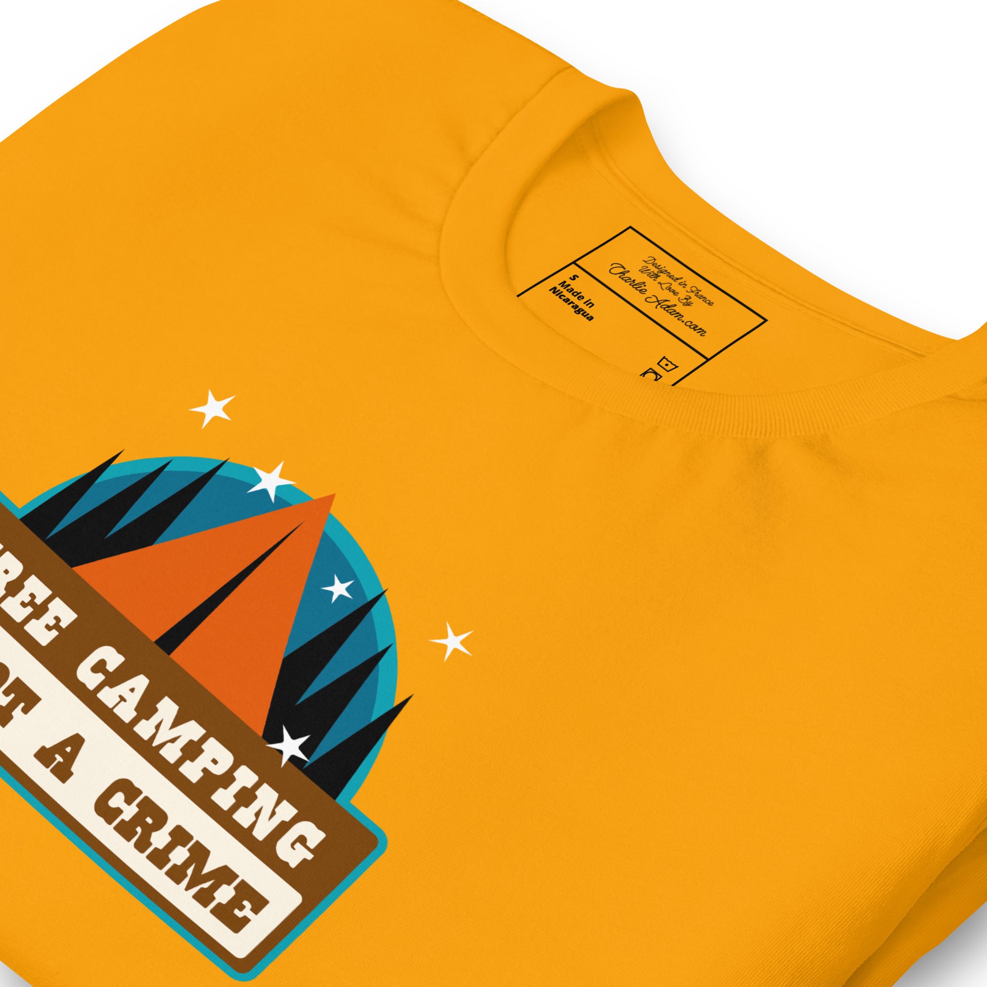 Unisex cotton t-shirt Free Camping is not a Crime on bright colors