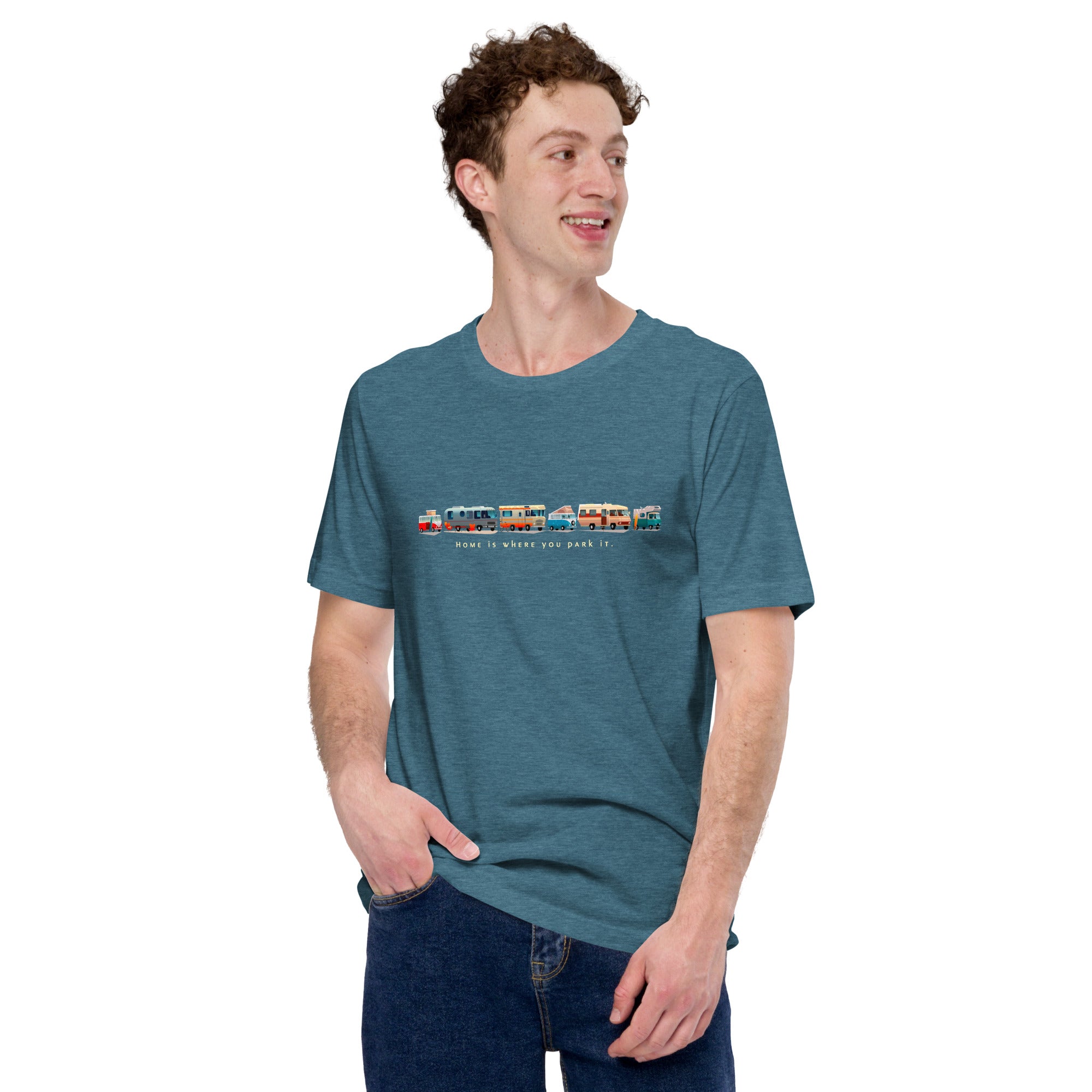 Unisex t-shirt Vintage Campers: Home is where you park it on dark heather colors