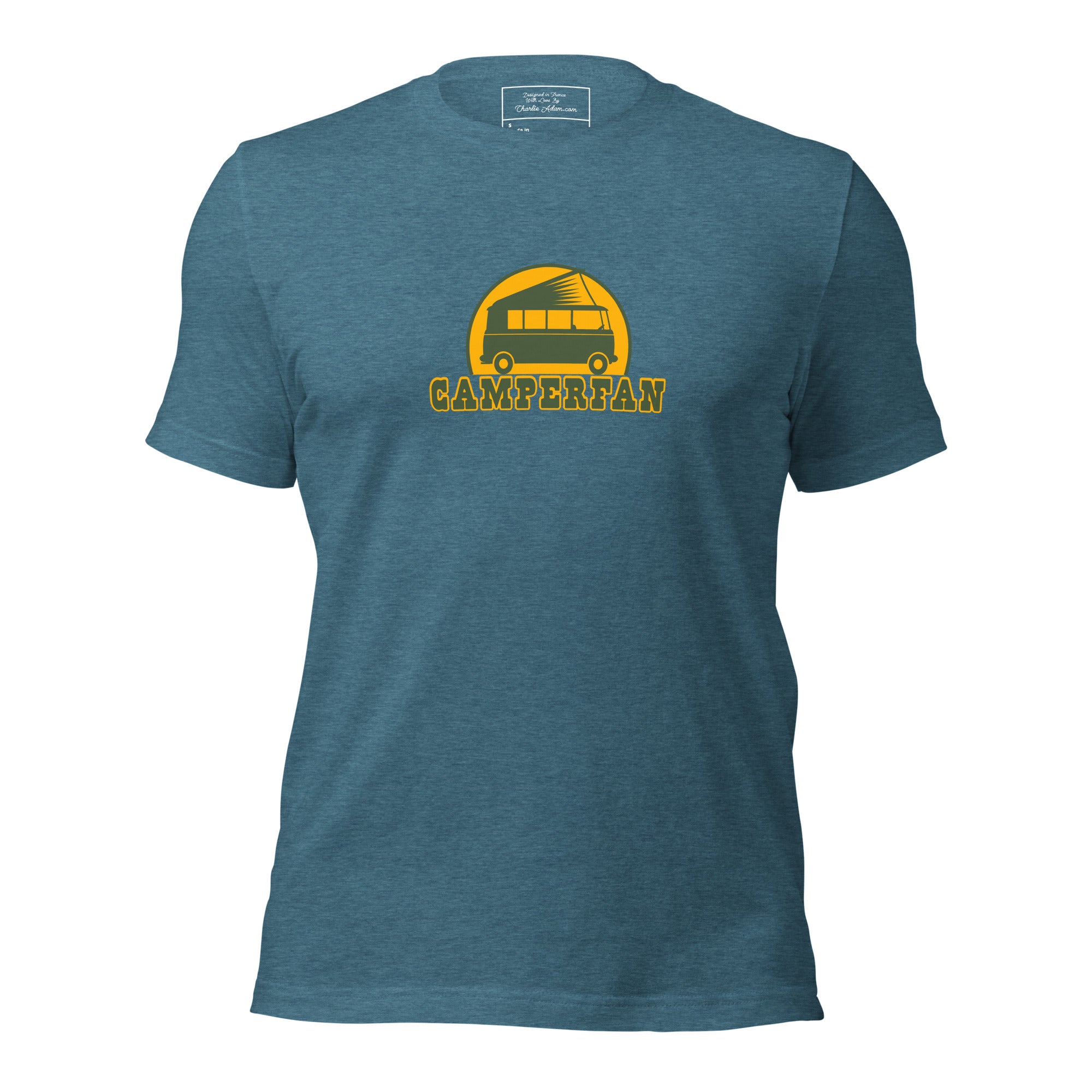 Unisex t-shirt Camperfan on dark heather colors