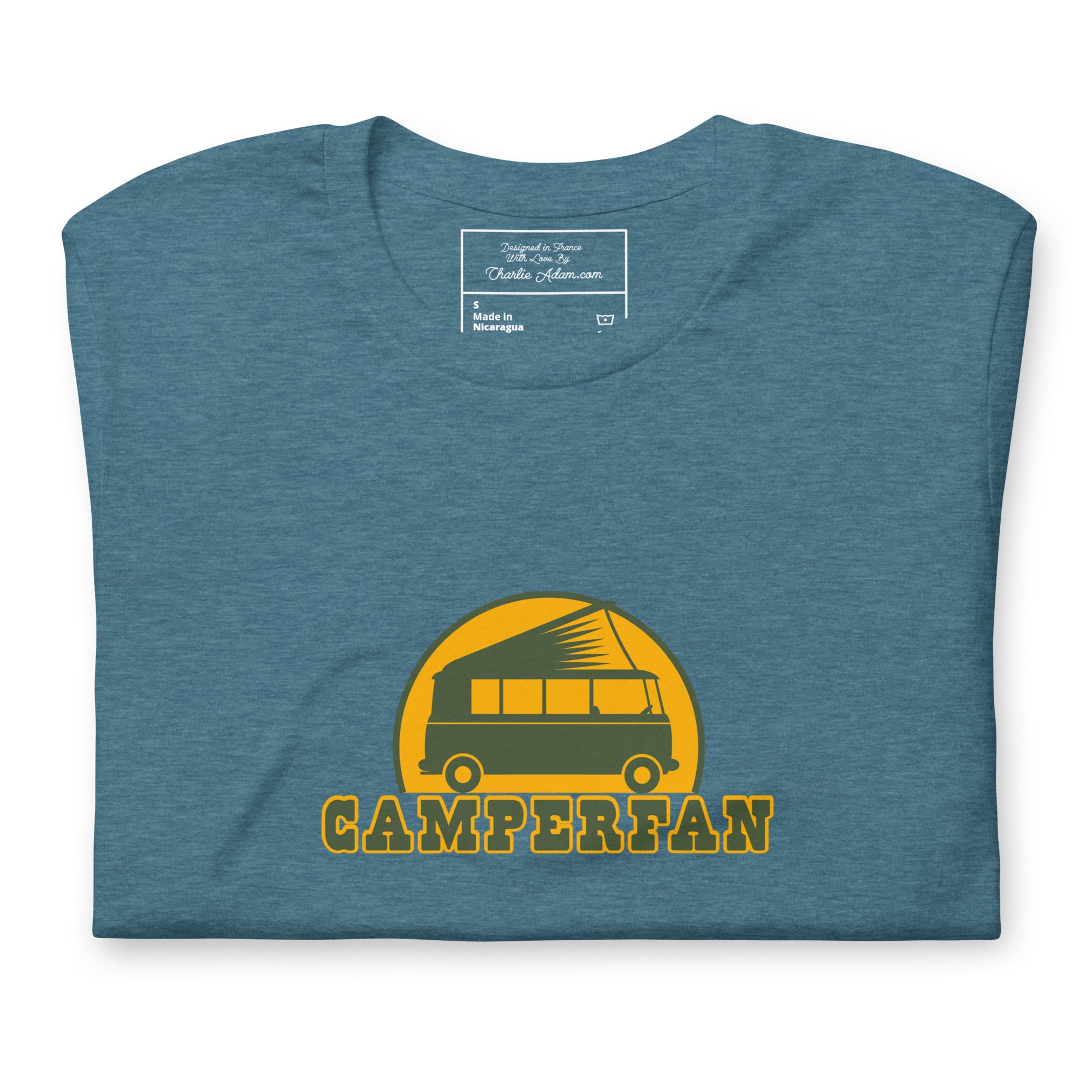 Unisex t-shirt Camperfan on dark heather colors