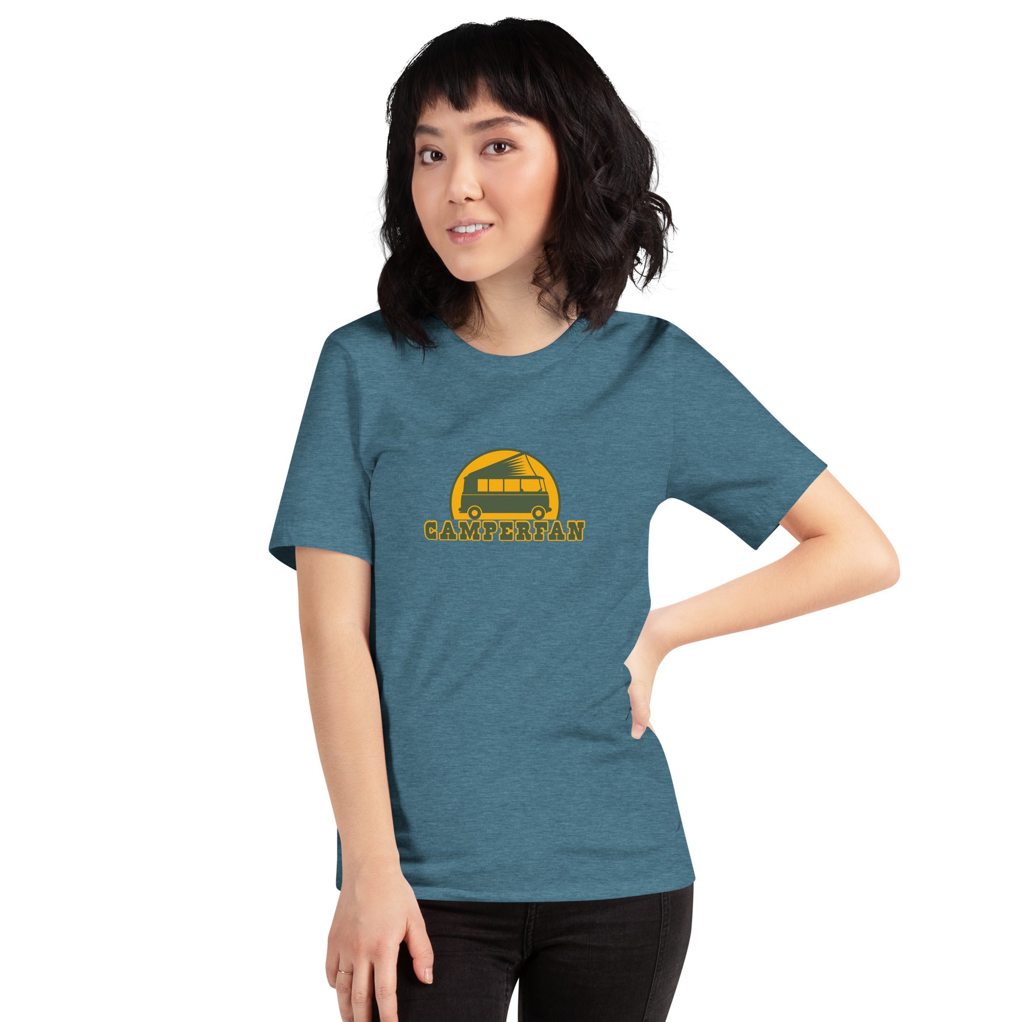 Unisex t-shirt Camperfan on dark heather colors