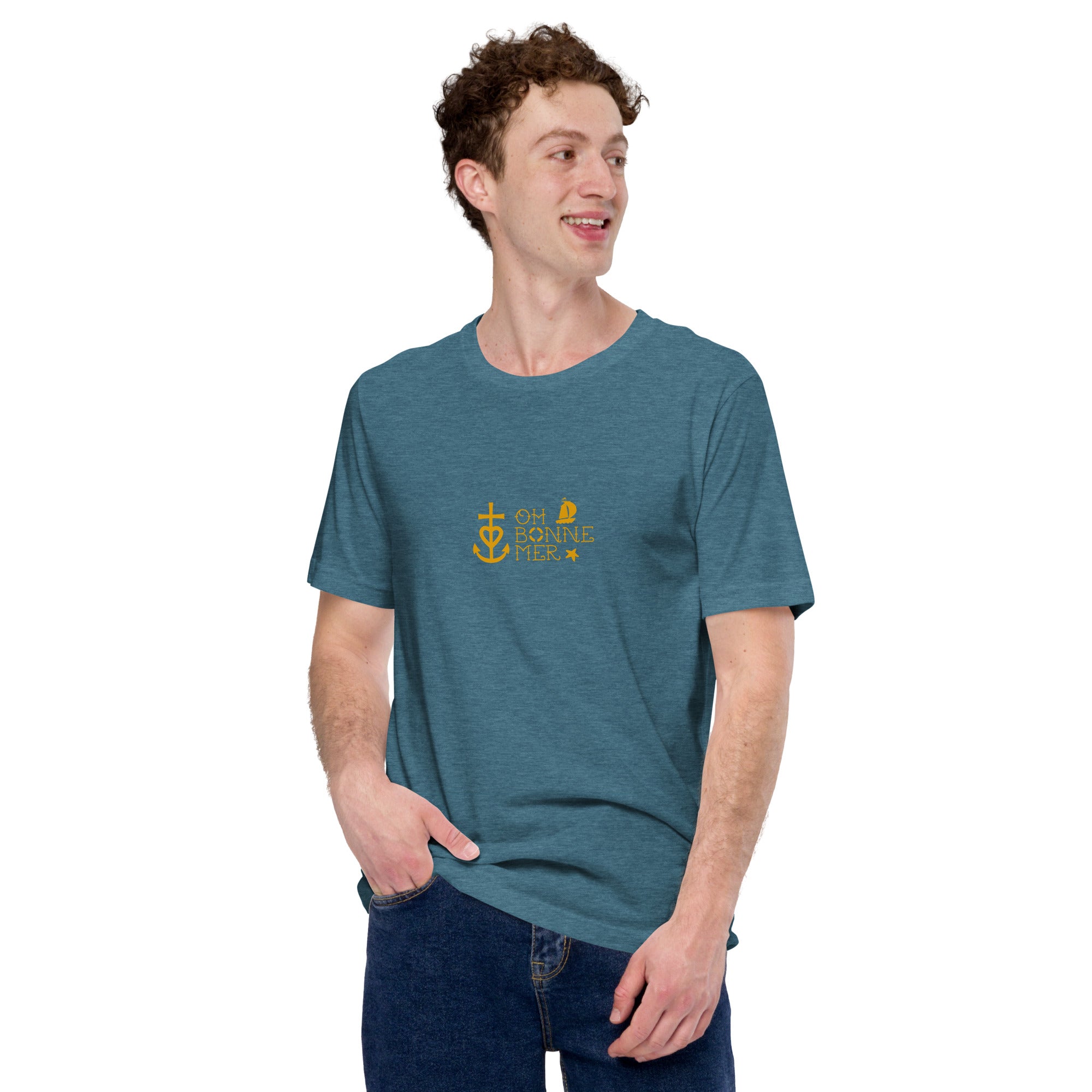 T-shirt en coton unisexe Oh Bonne Mer 2 sur couleurs chinées foncées