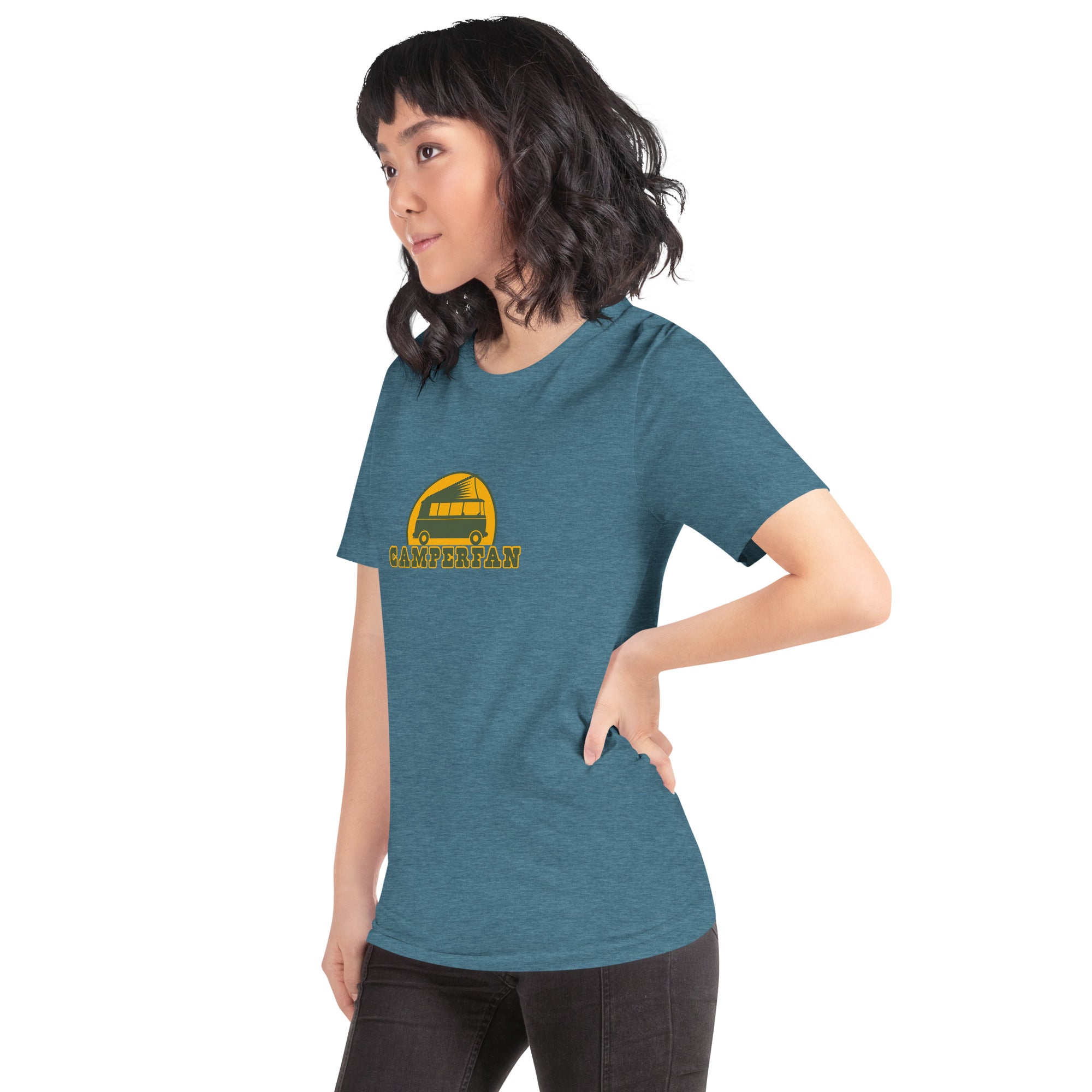 Unisex t-shirt Camperfan on dark heather colors