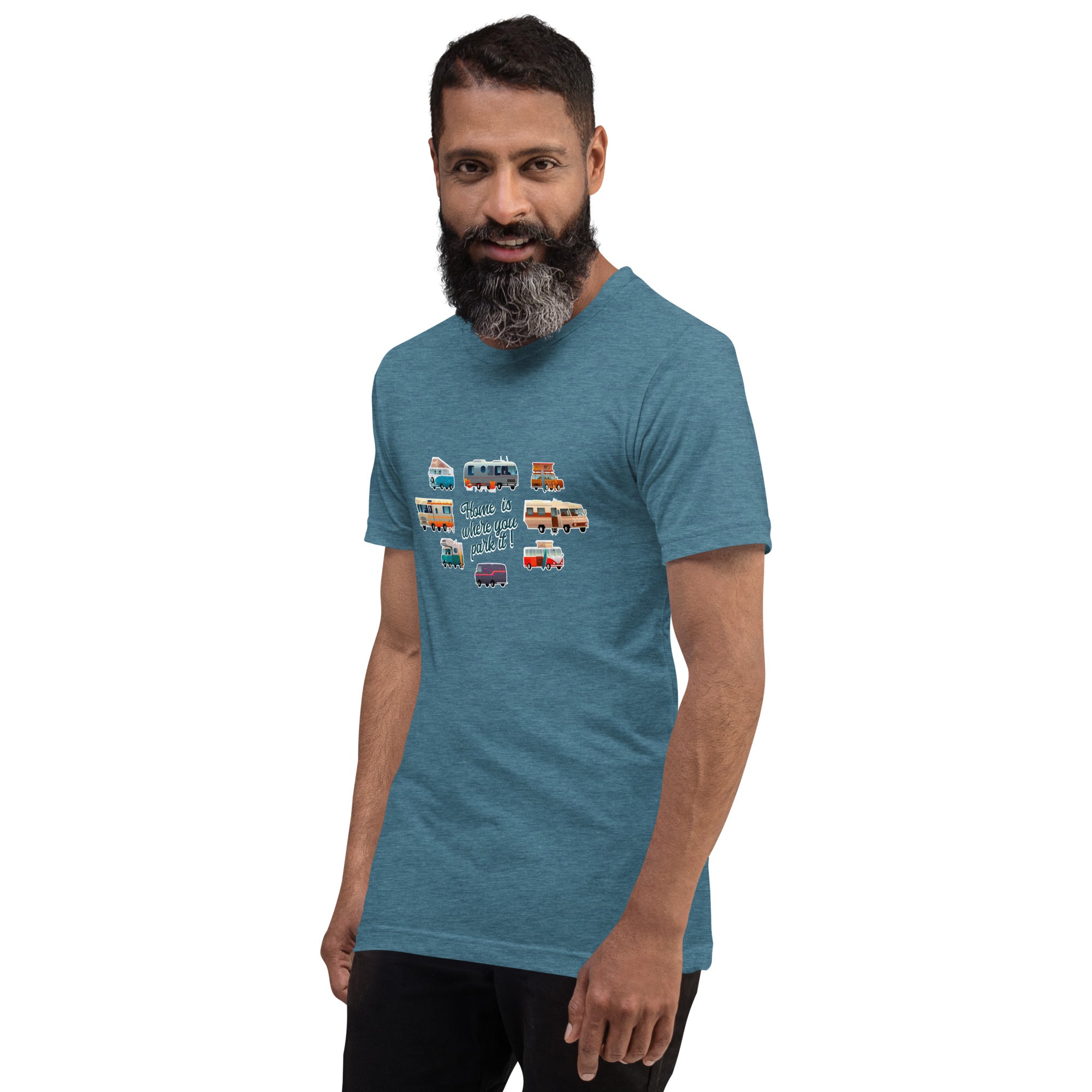 T-shirt en coton unisexe Square Vintage Campers sur couleurs chinées foncées