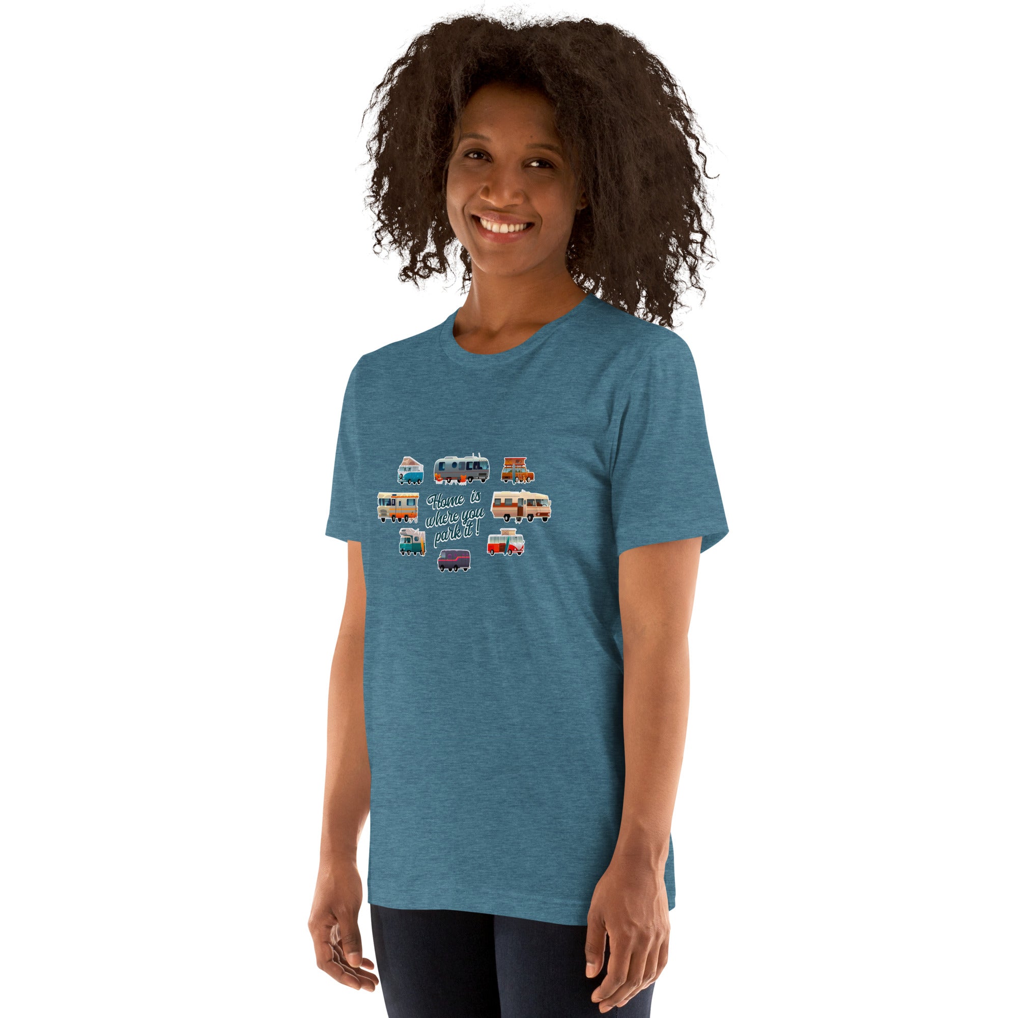 T-shirt en coton unisexe Square Vintage Campers sur couleurs chinées foncées