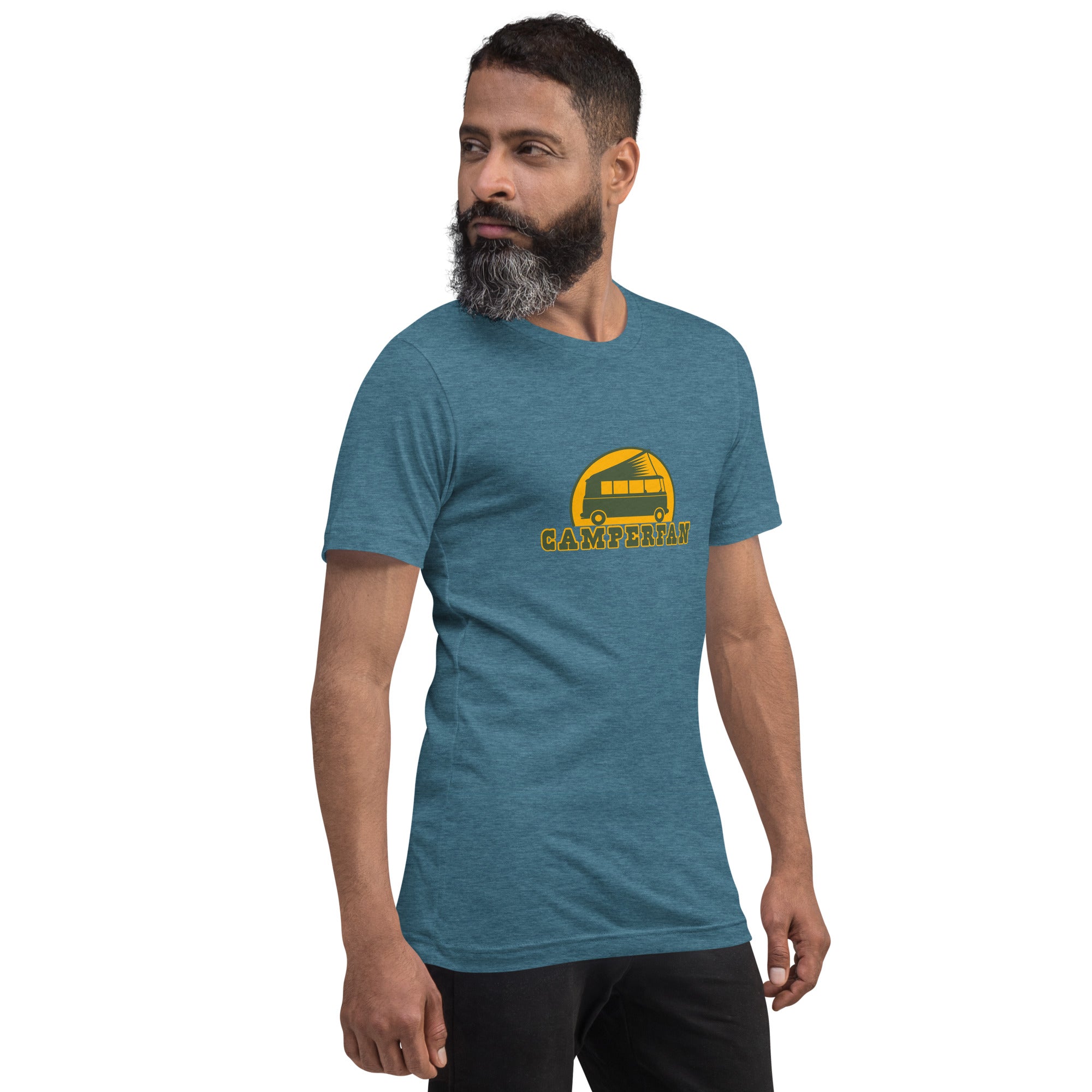 Unisex t-shirt Camperfan on dark heather colors