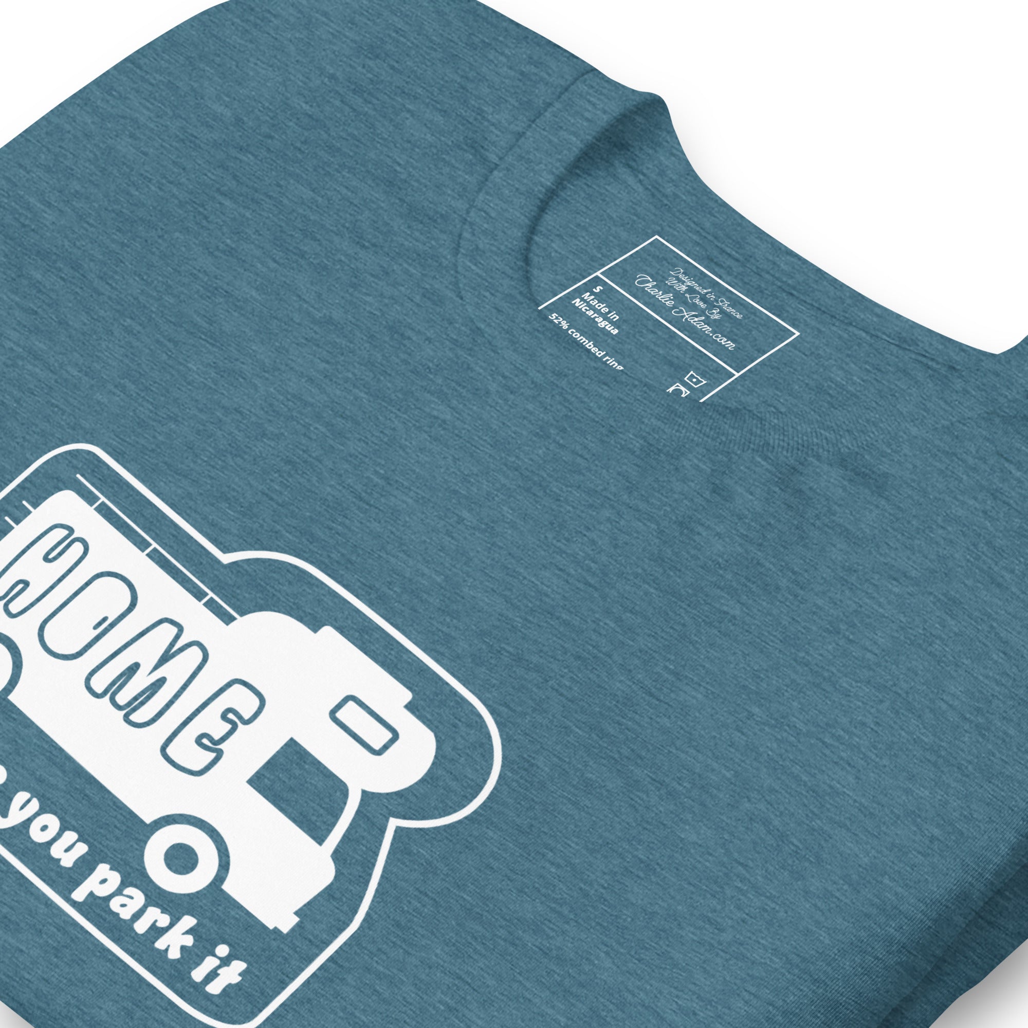 Unisex cotton t-shirt Bold Camper Van on dark heather colors