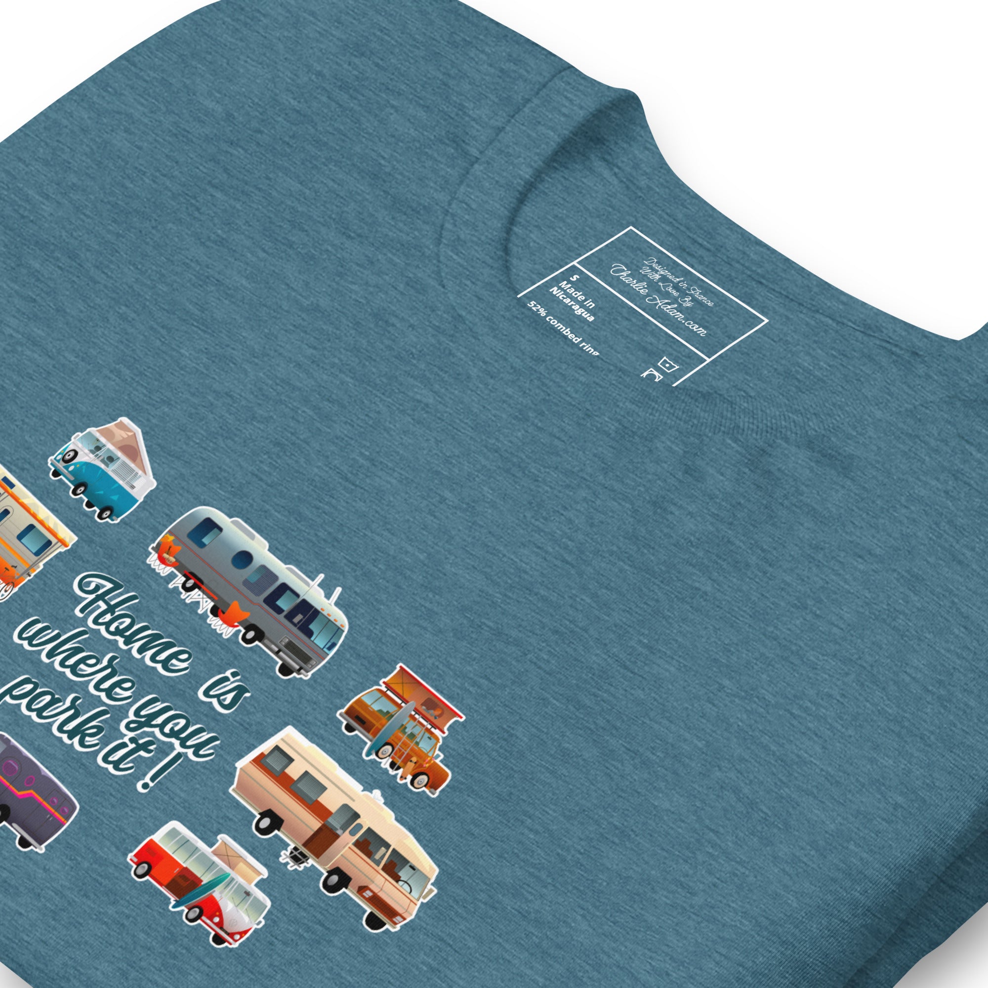 T-shirt en coton unisexe Square Vintage Campers sur couleurs chinées foncées