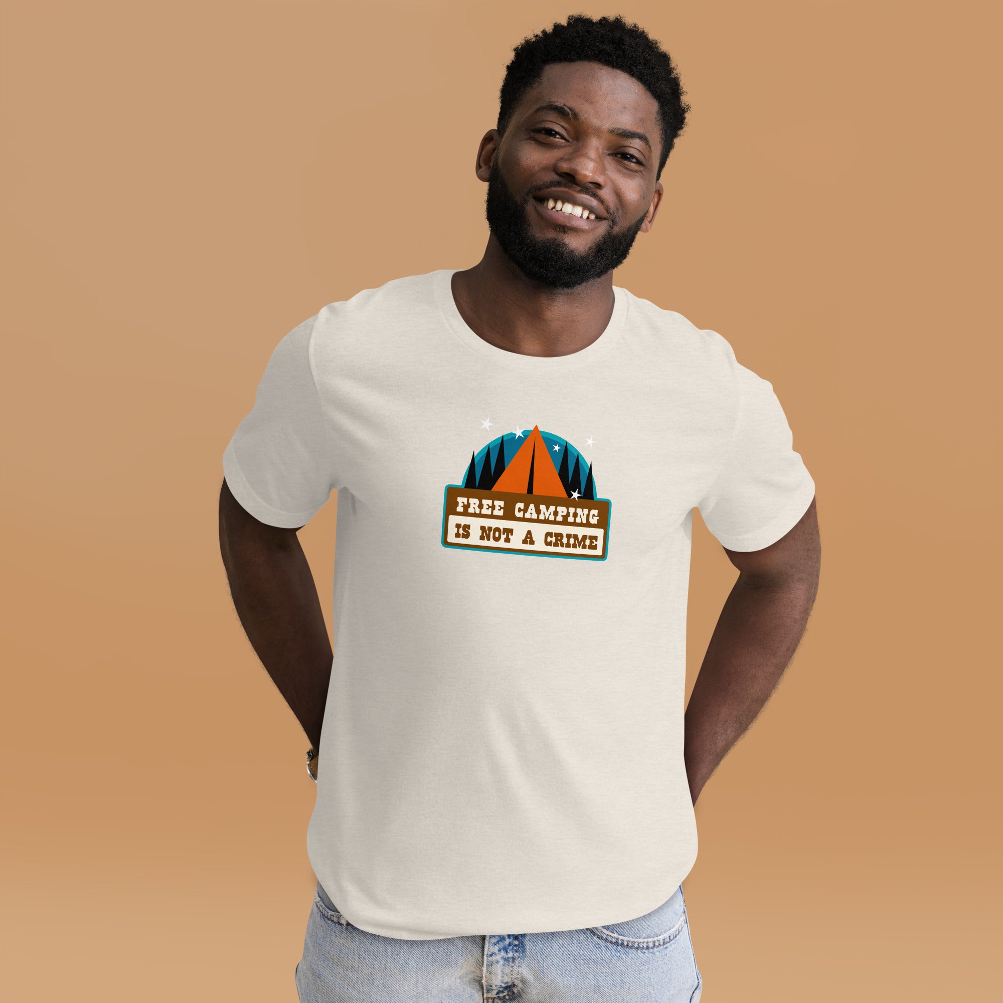 Unisex t-shirt Free camping is not a crime on light heather colors