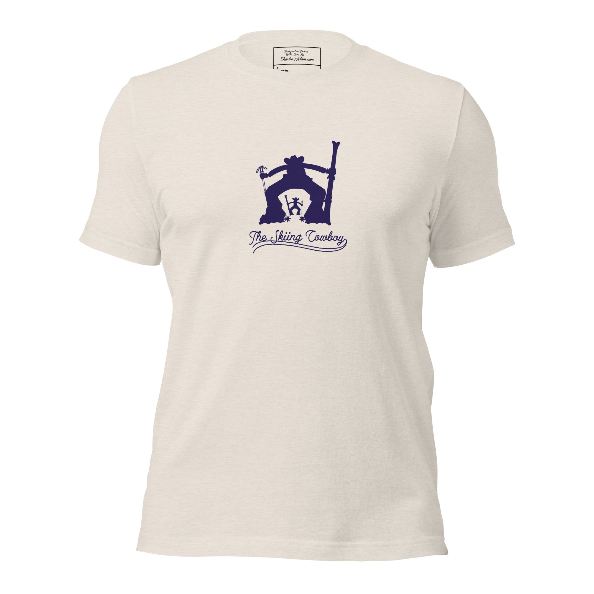 T-shirt en coton unisexe Ski Fight at OK Corral Silhouette sur couleurs chinées claires