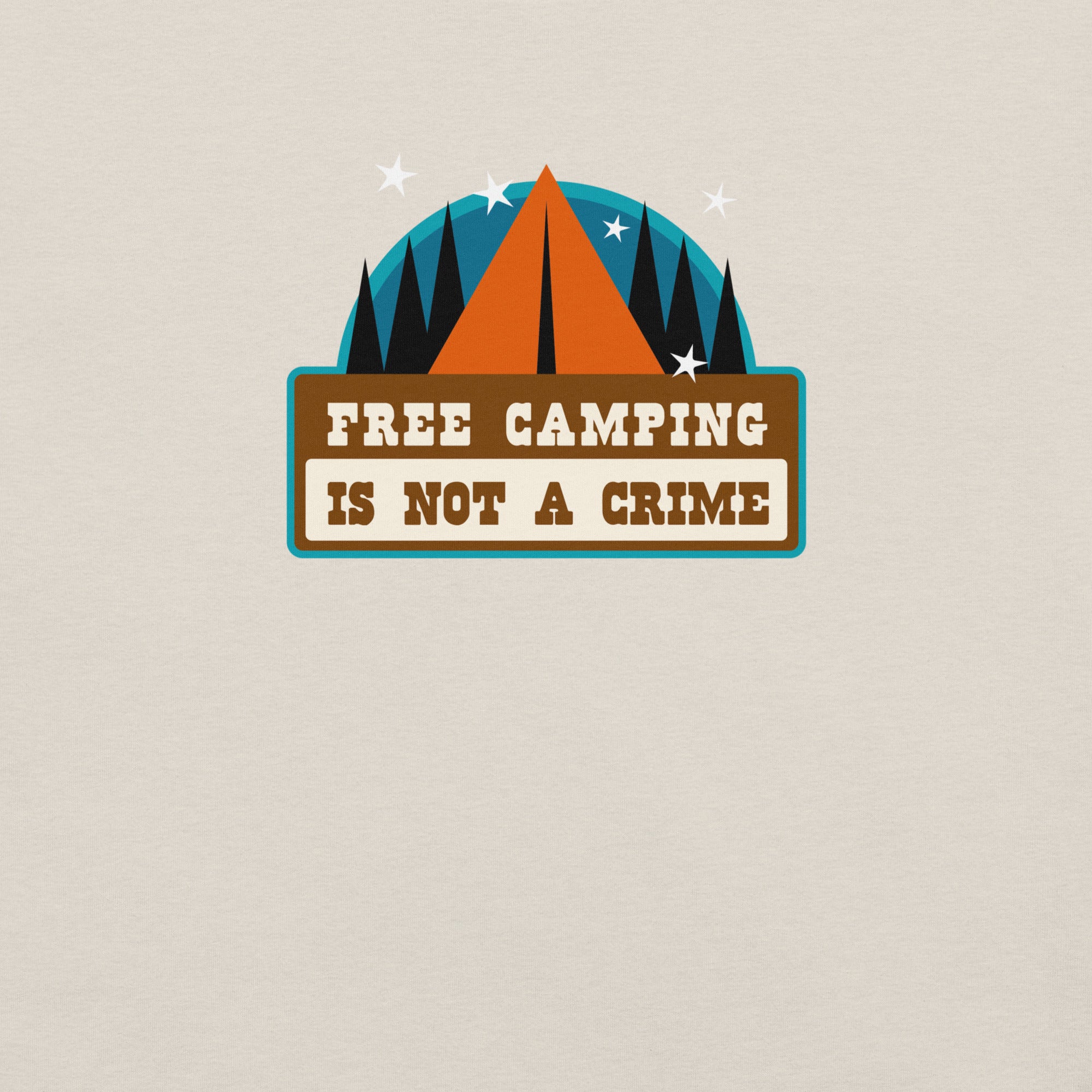 T-shirt en coton unisexe Free camping is not a crime sur couleurs chinées claires