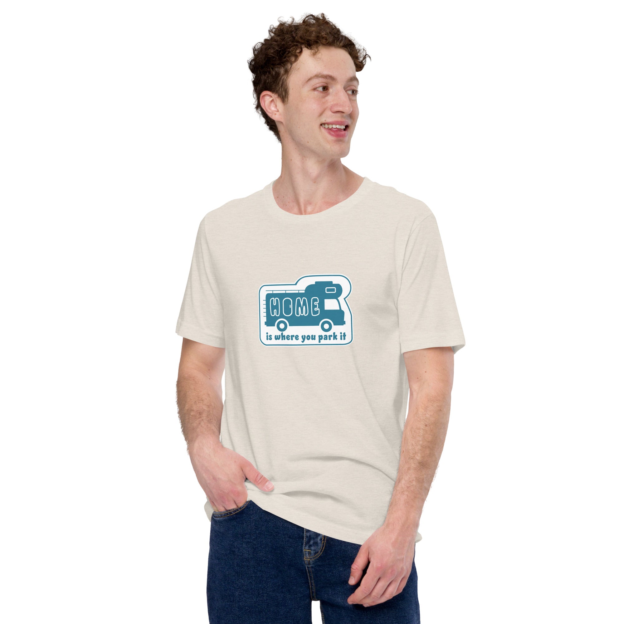 T-shirt en coton unisexe Bold Camper Van sur couleurs chinées claires